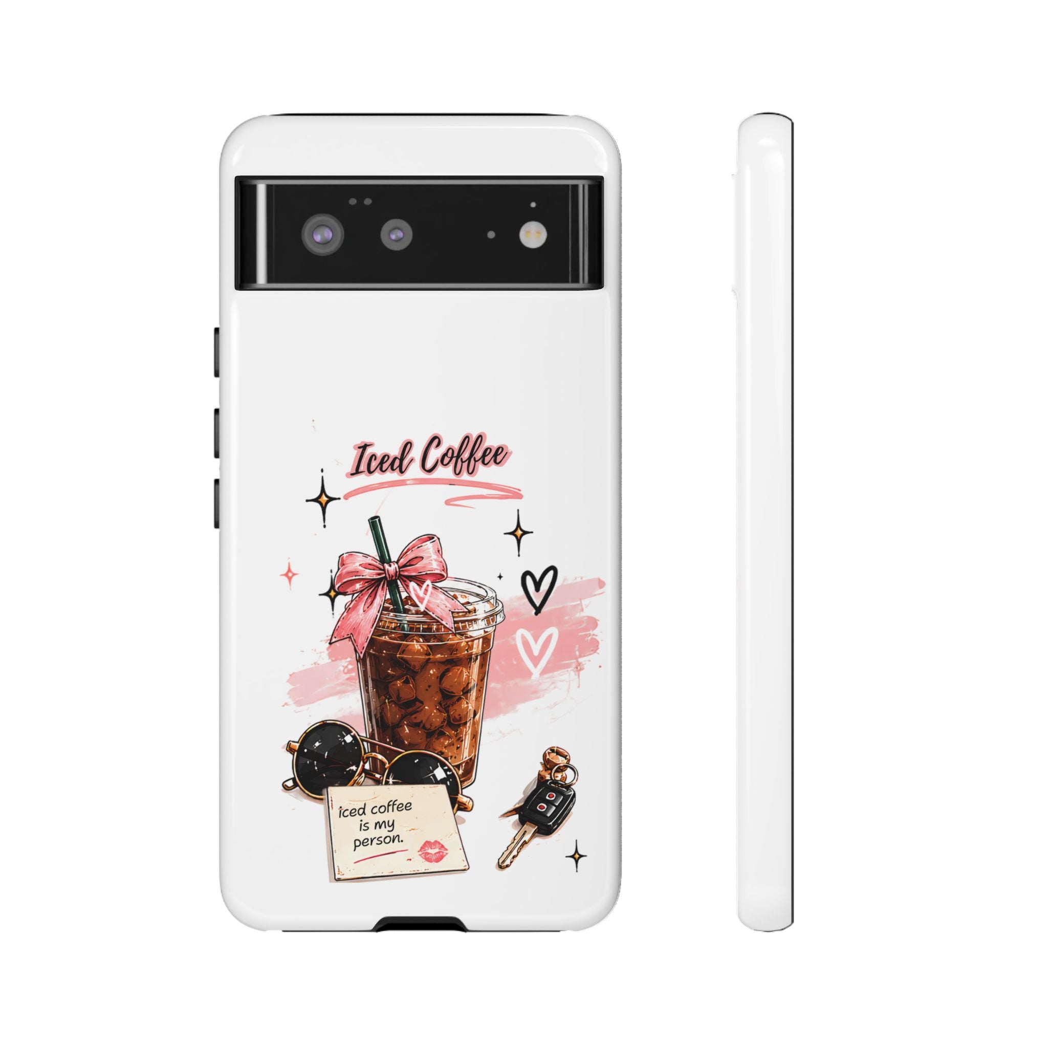 Iced Coffee Phone Case – Cute Pink Boba Design ("Iced coffee is my person")