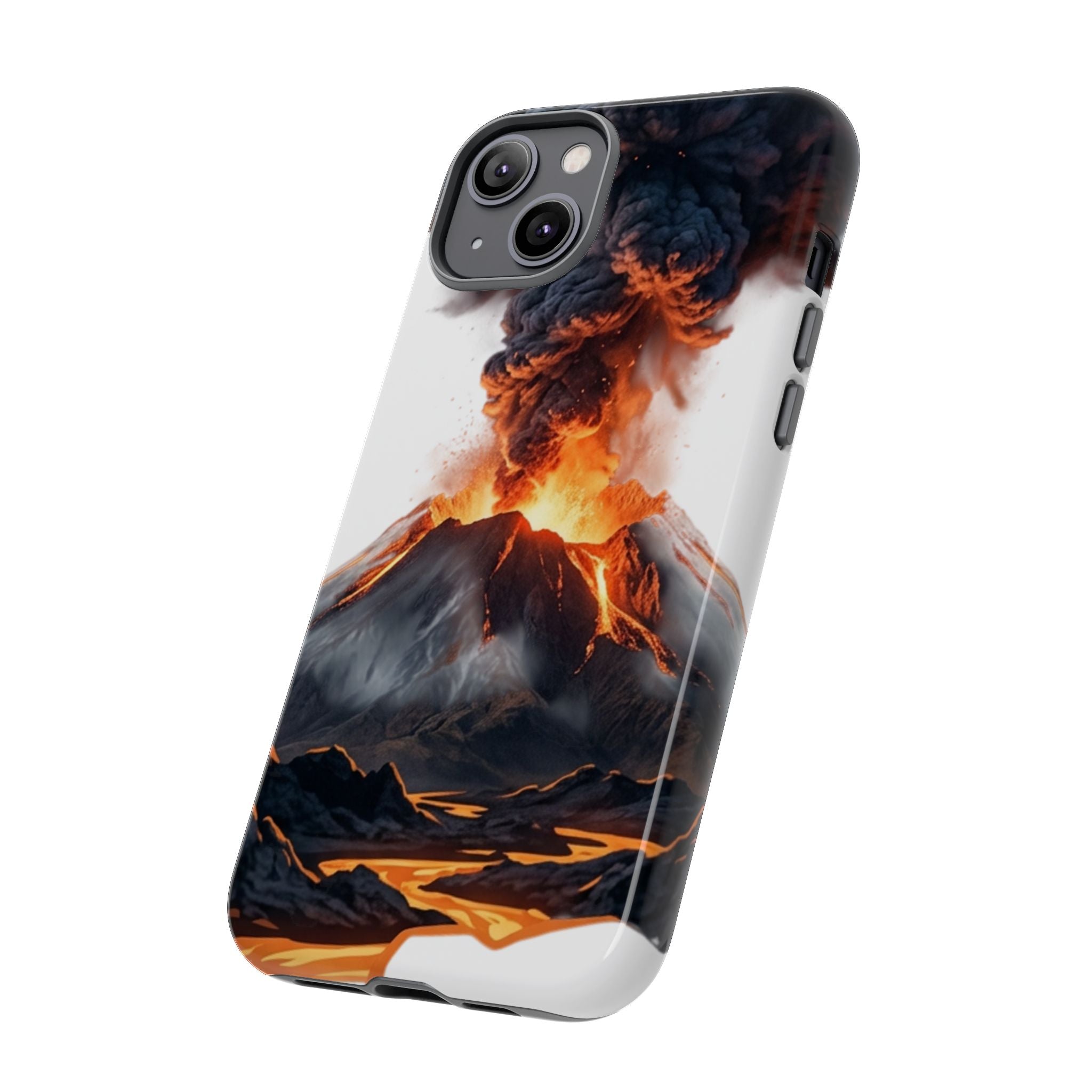 Volcano Eruption Tough Phone Case — Fiery Lava Protective Cover