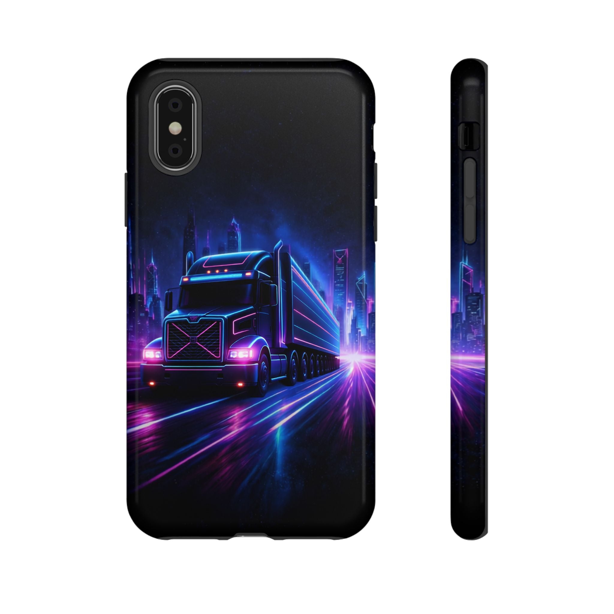 Neon Retro Rig Phone Case — Trucker Semi Truck Nightscape Protective Case