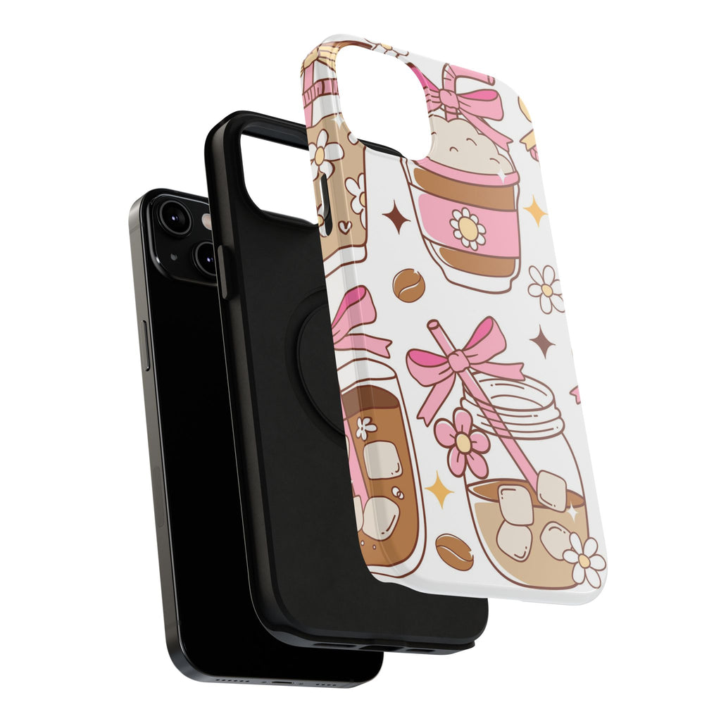 Cute Pink Coffee & Latte Pattern Impact Phone Case