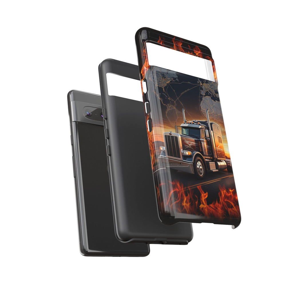 Truck Flames Phone Case — Bold Semi-Truck Globe Design