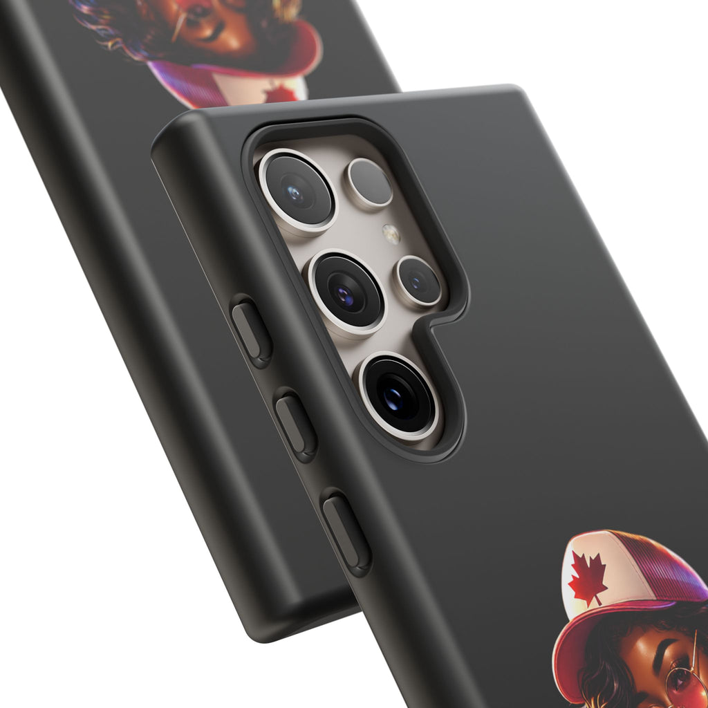 Canadian Vibes Phone Case — Afrobeat Girl with Headphones & Passport Design