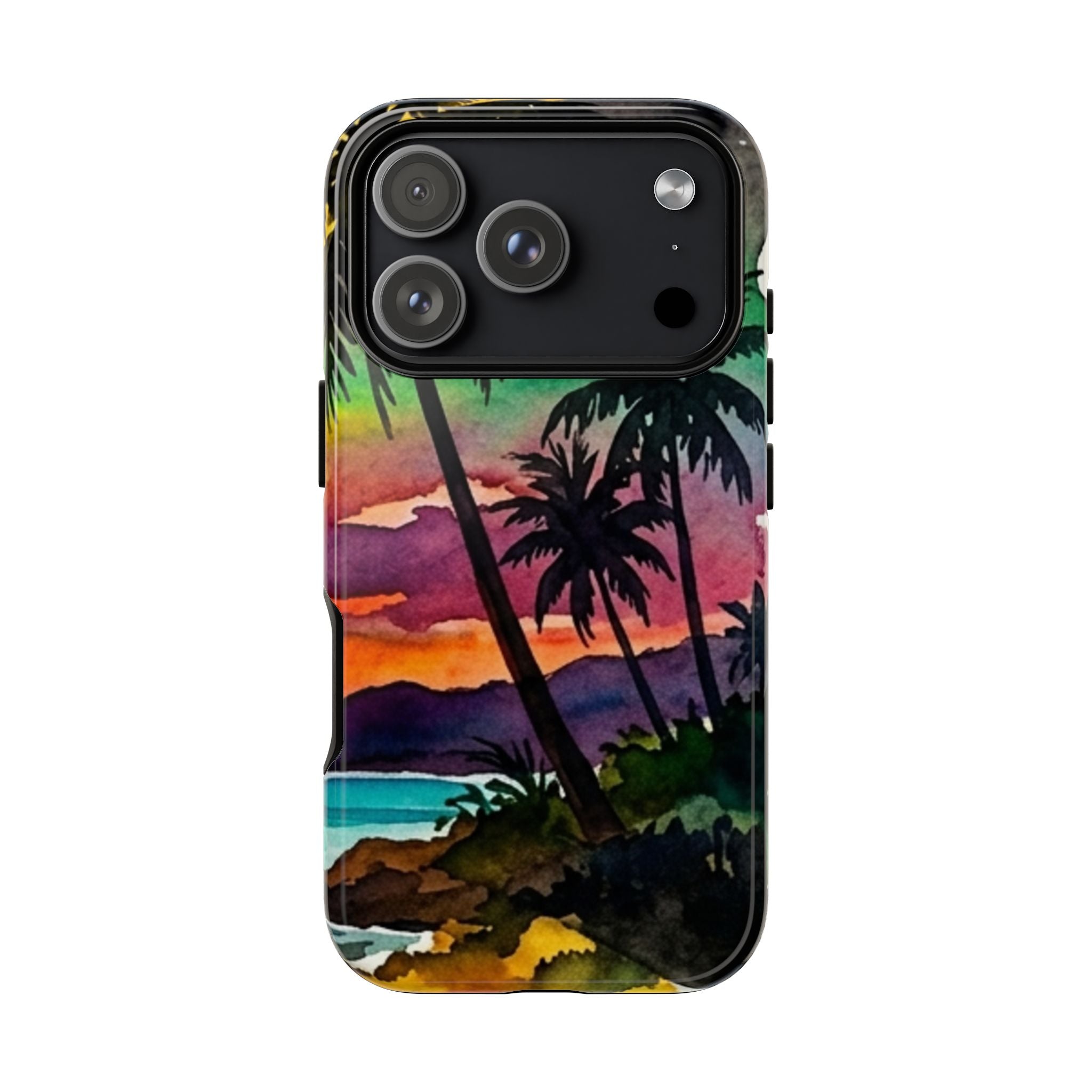 Tropical Sunset Phone Case – Palm Tree Beach Protective Cover