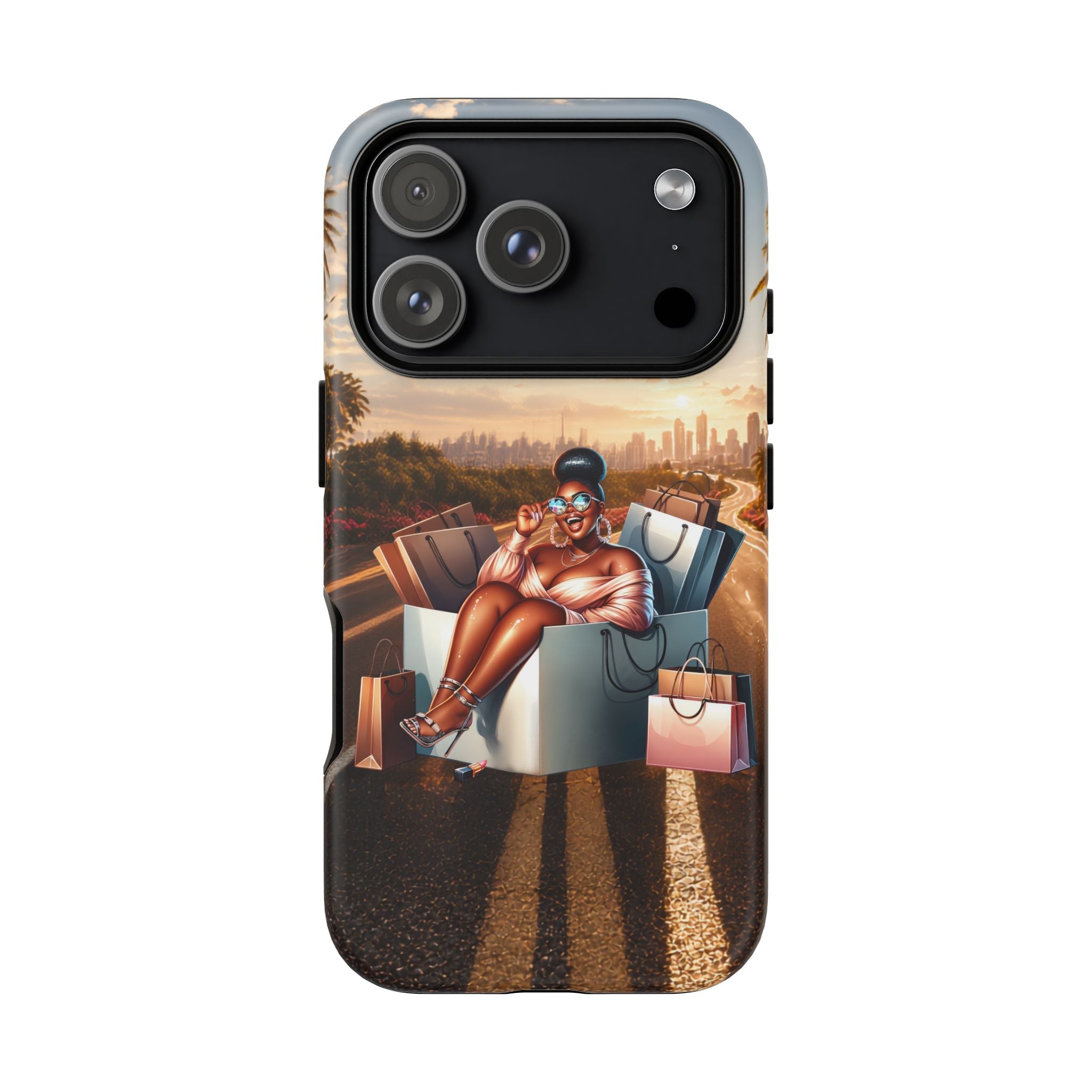 Phone Case — Chic Shopper Illustration on Cloud Background