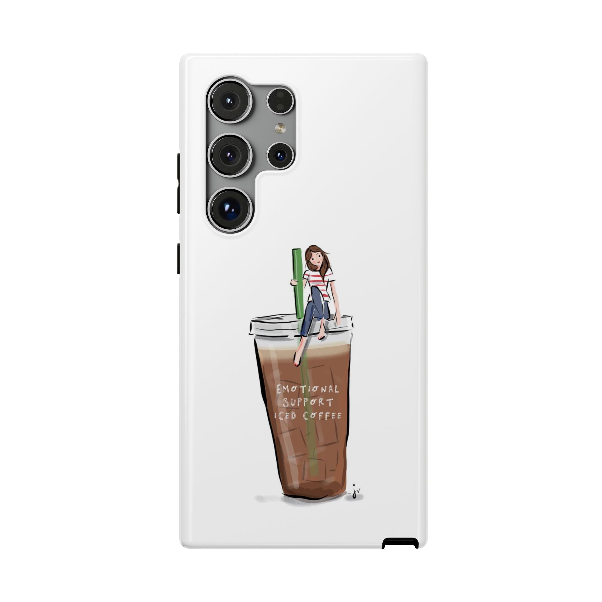 Iced Coffee & Me Phone Case — Cute Illustration 'Emotional Support Iced Coffee' Impact-Resistant Case