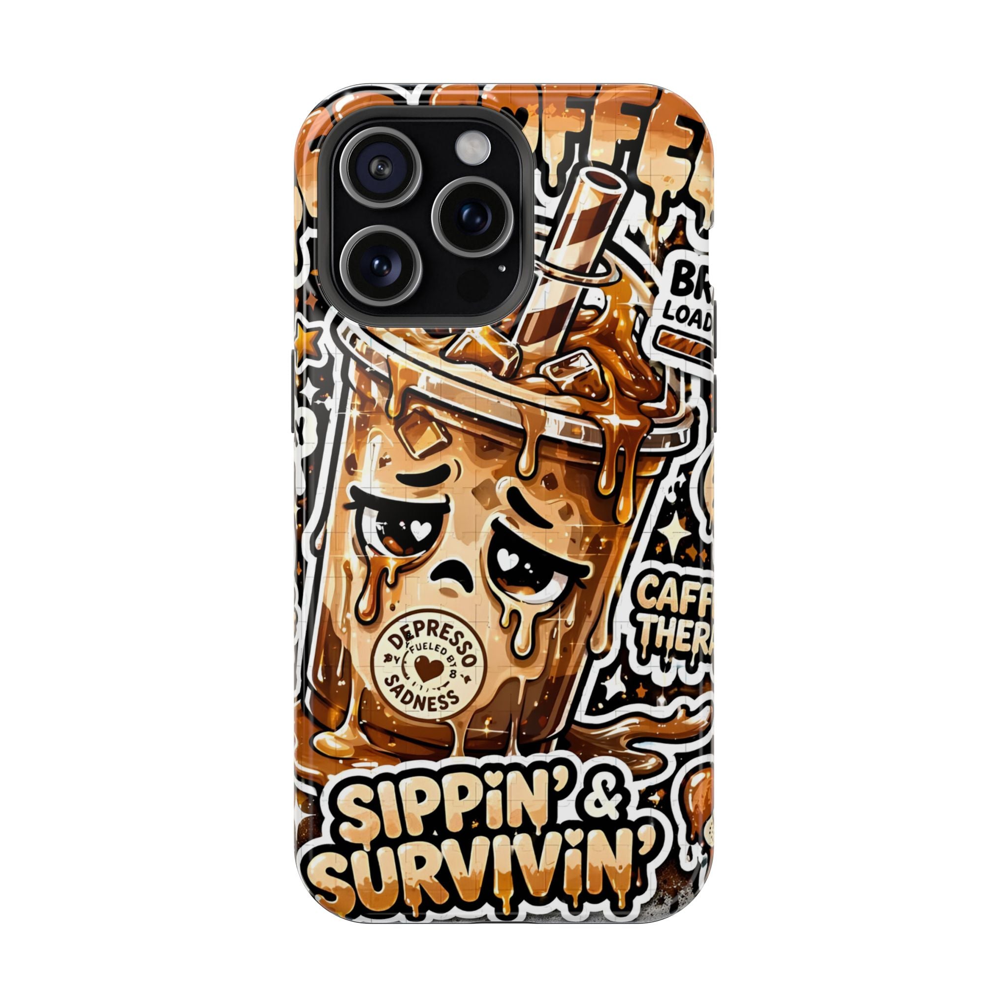 Iced Coffee Phone Case — “Sippin' & Survivin'” Magnetic Impact-Resistant Case