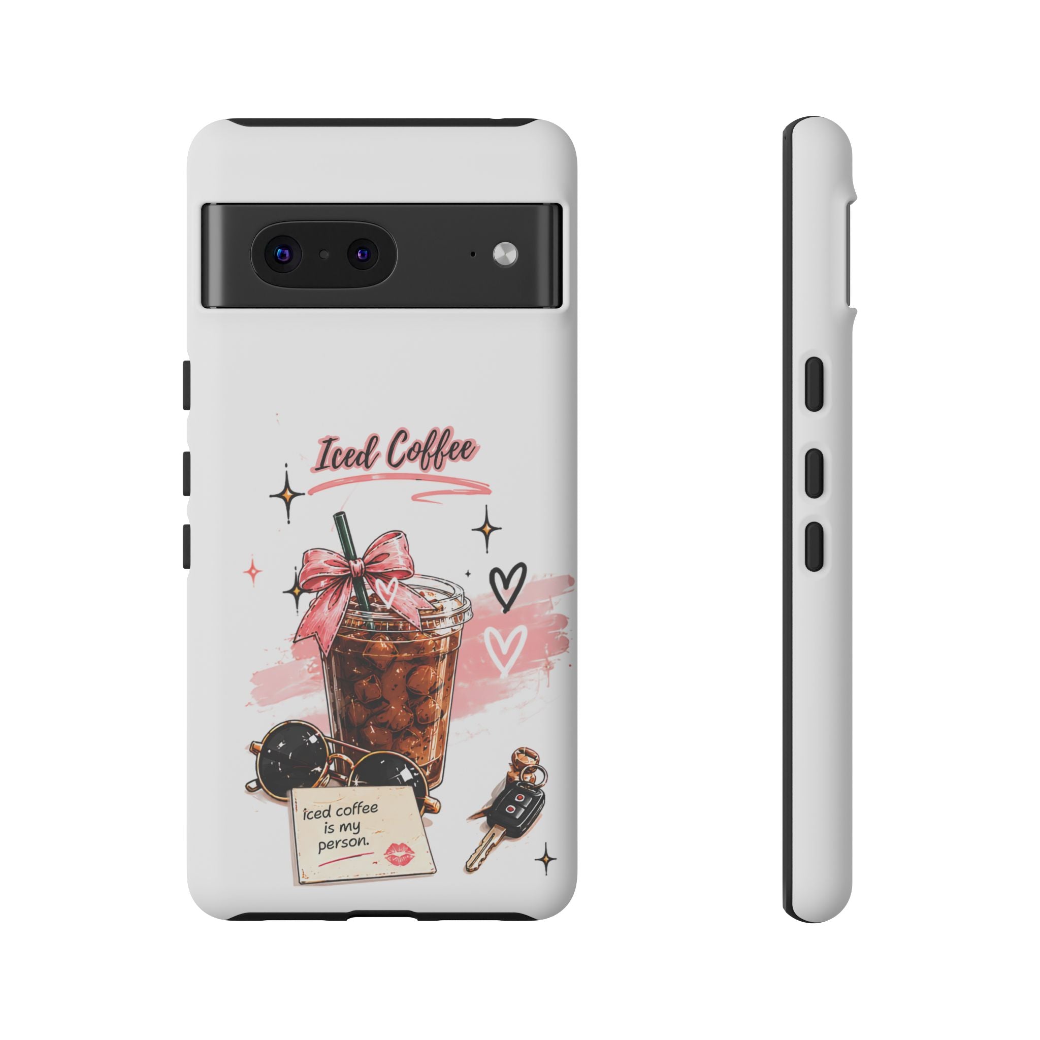 Iced Coffee Phone Case – Cute Pink Boba Design ("Iced coffee is my person")