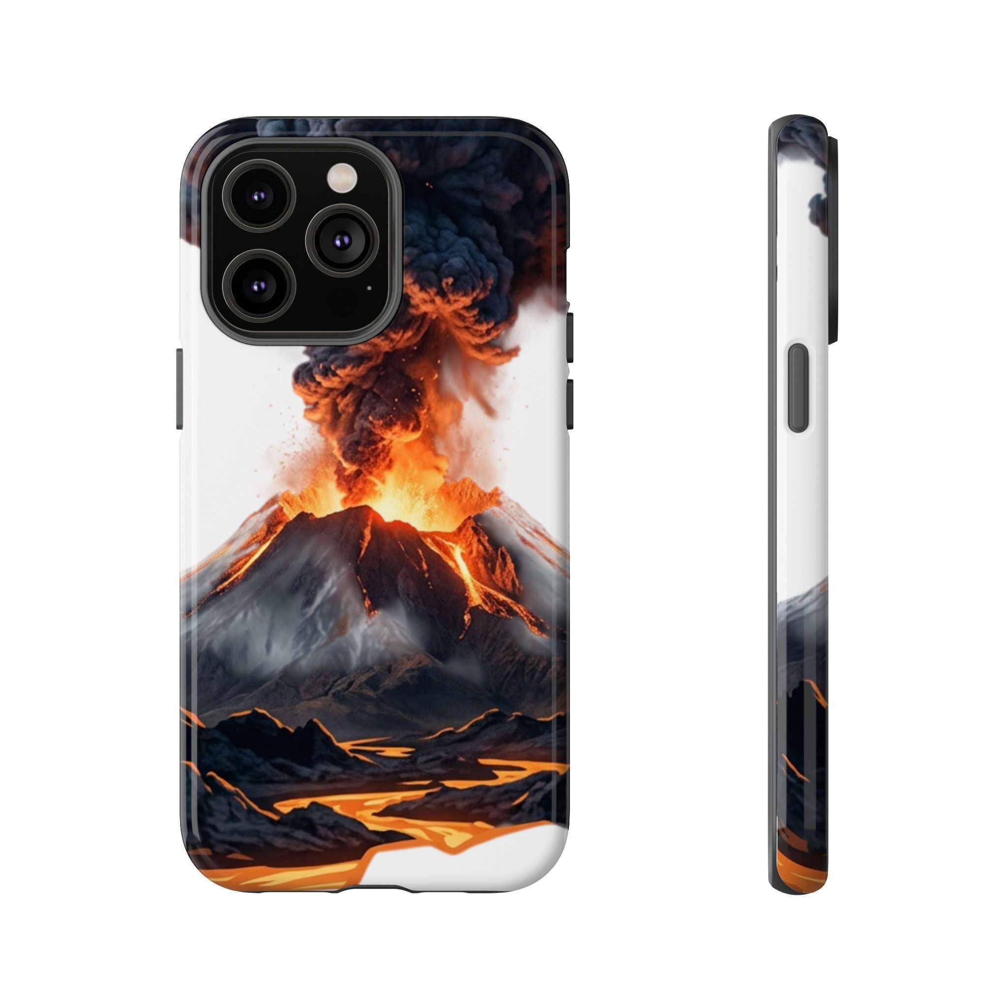 Volcano Eruption Tough Phone Case — Fiery Lava Protective Cover