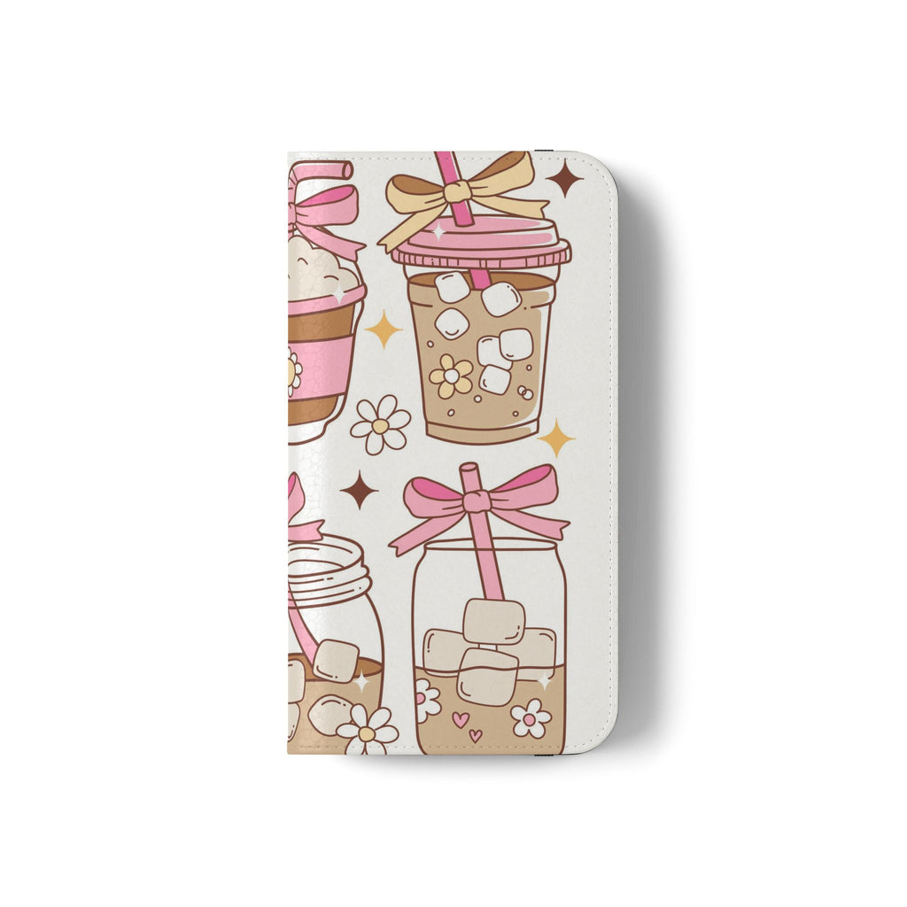 Cute Coffee & Latte Flip Phone Case – Cozy Boba & Dessert Wallet Cover