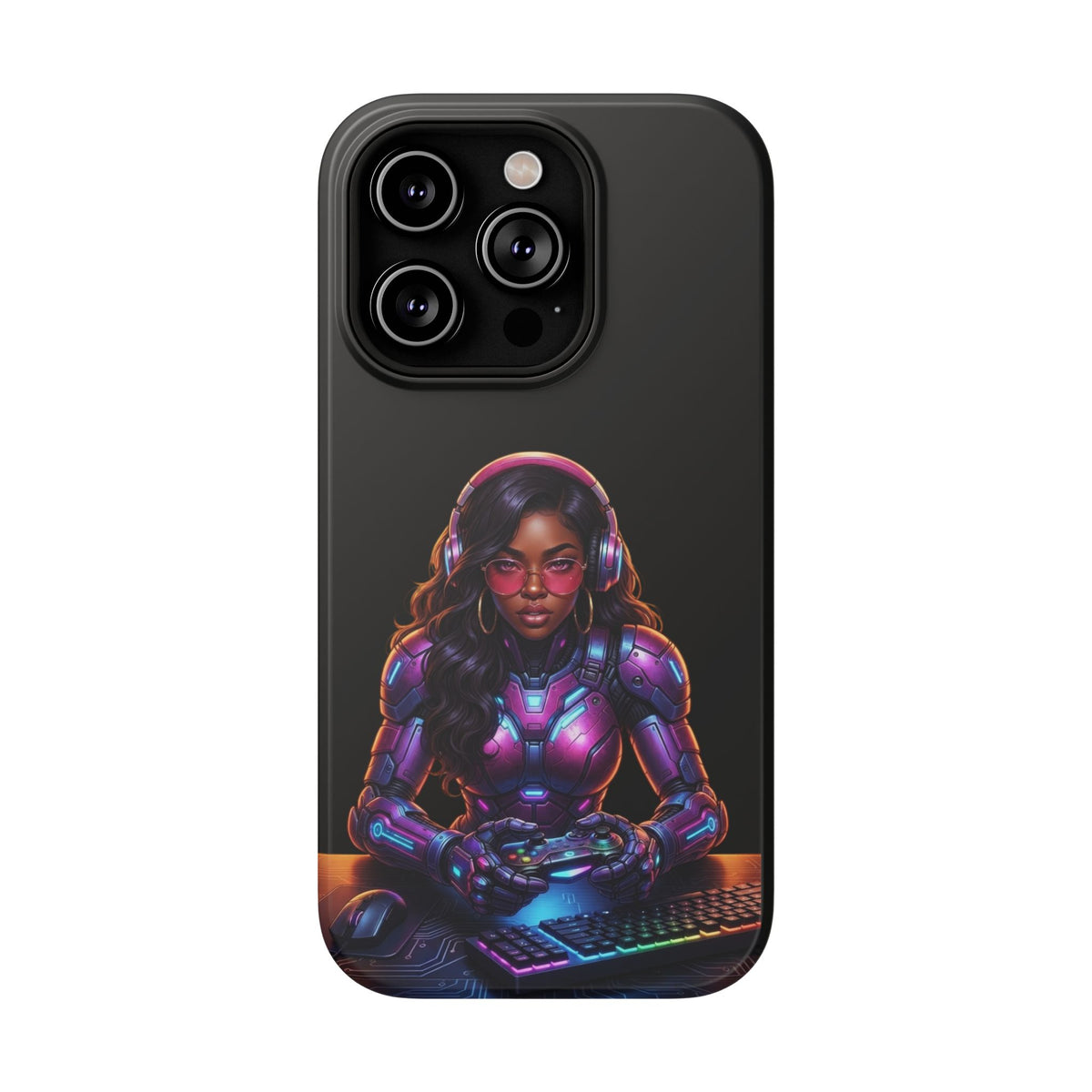 Gamer Girl Cyber Armor Phone Case — Impact‑Resistant Protective Cover