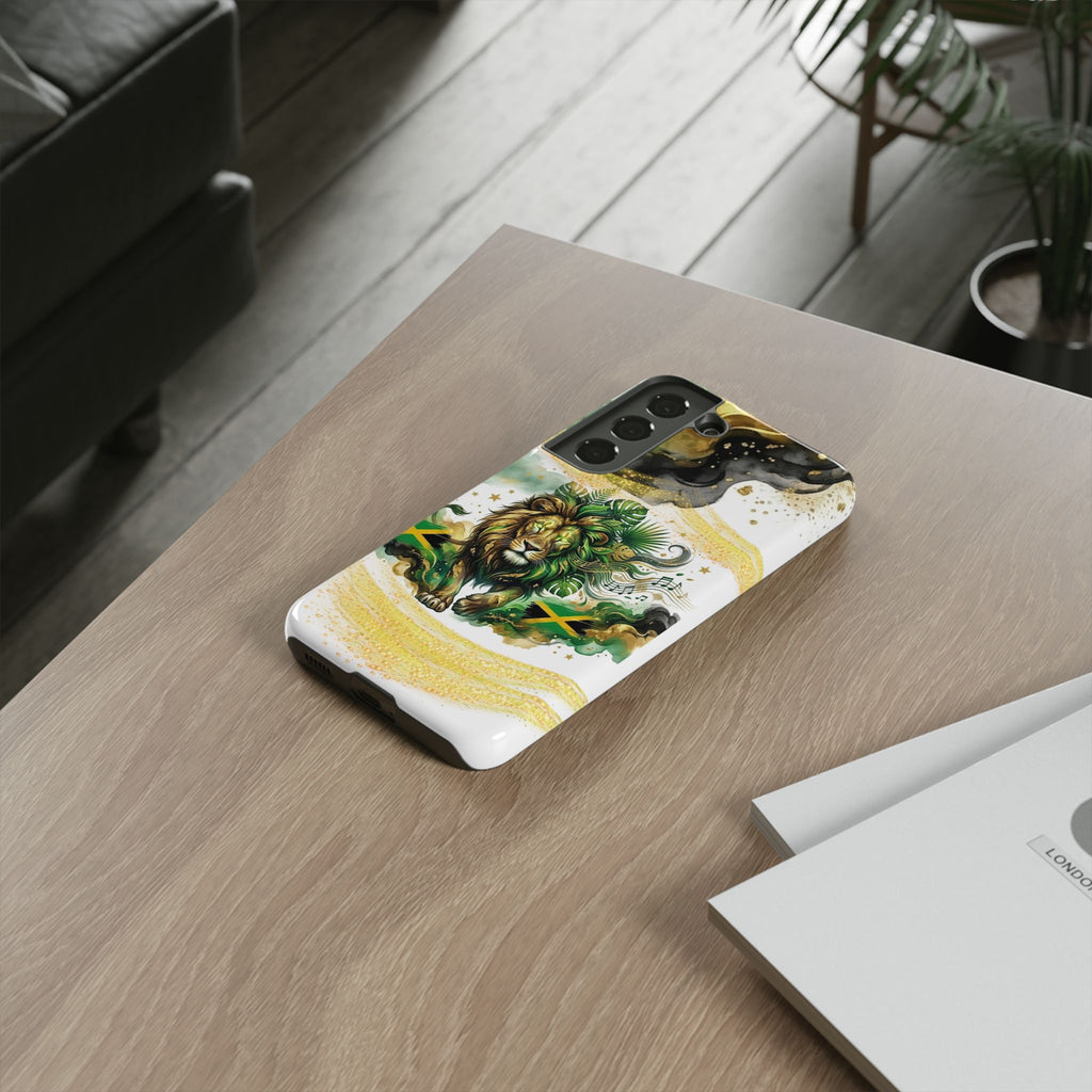 Reggae Lion Phone Case — Jamaican Flag Rasta Art Tough Phone Cover