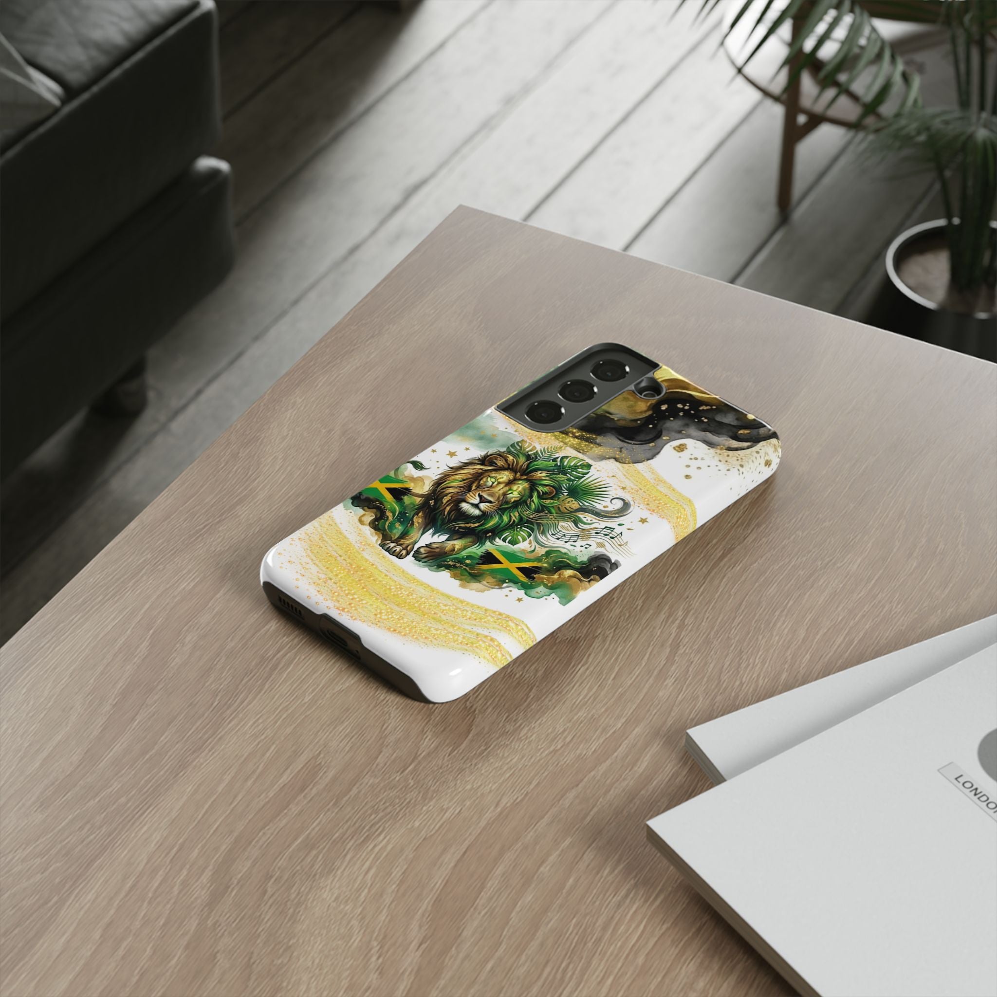 Reggae Lion Phone Case — Jamaican Flag Rasta Art Tough Phone Cover