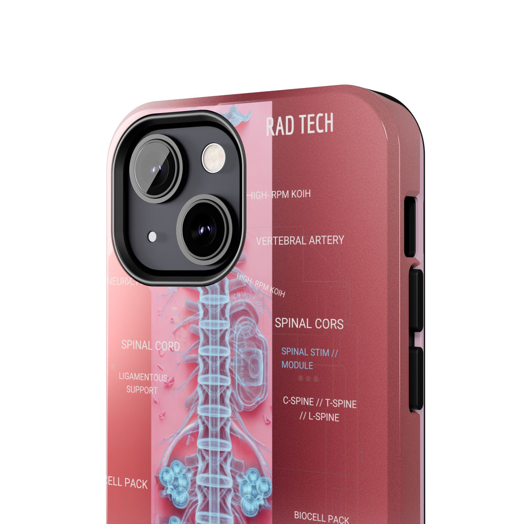 Anatomical Spine Tough Phone Case — Medical X-Ray Design, ‘Spinal Cord’ Labelled