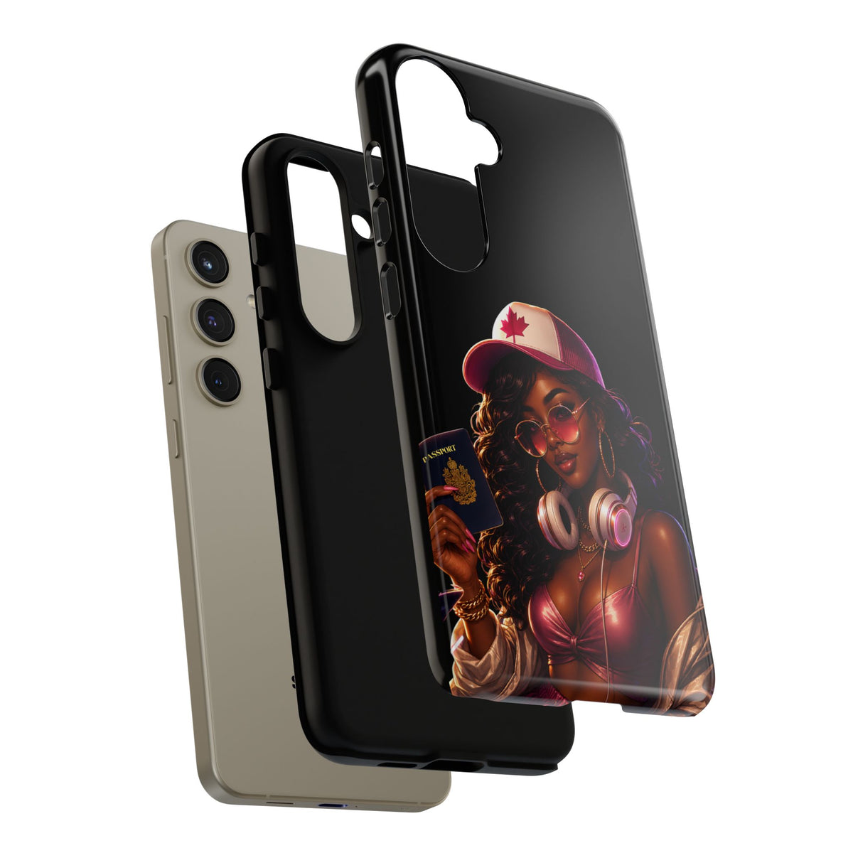 Phone Case - Cool Urban Woman with Headphones & Maple Hat
