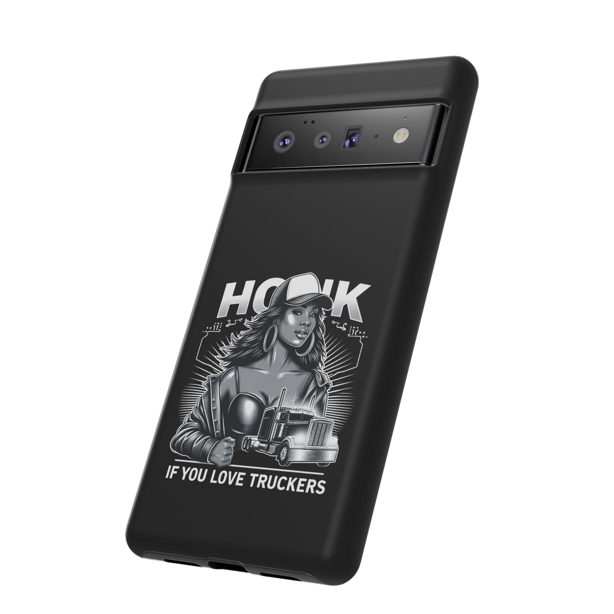 Phone Case — 'Honk' Trucker Girl Retro Semi Truck Protective Case