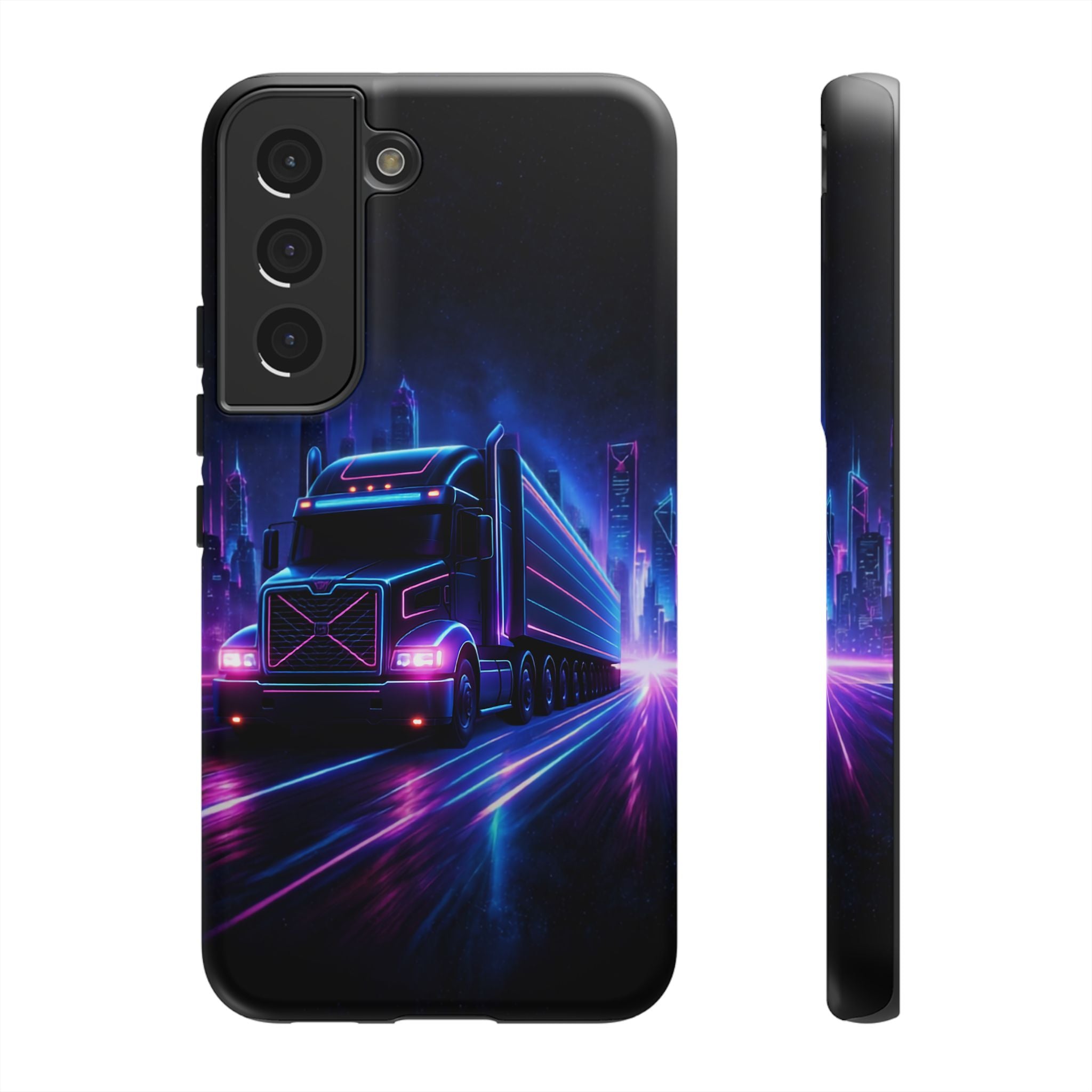 Neon Retro Rig Phone Case — Trucker Semi Truck Nightscape Protective Case