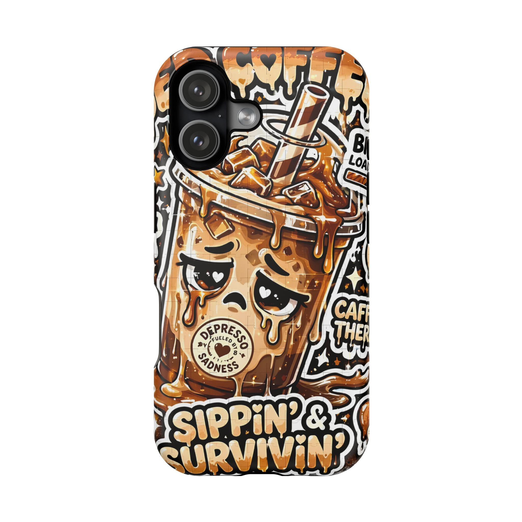 Iced Coffee Phone Case — “Sippin' & Survivin'” Magnetic Impact-Resistant Case