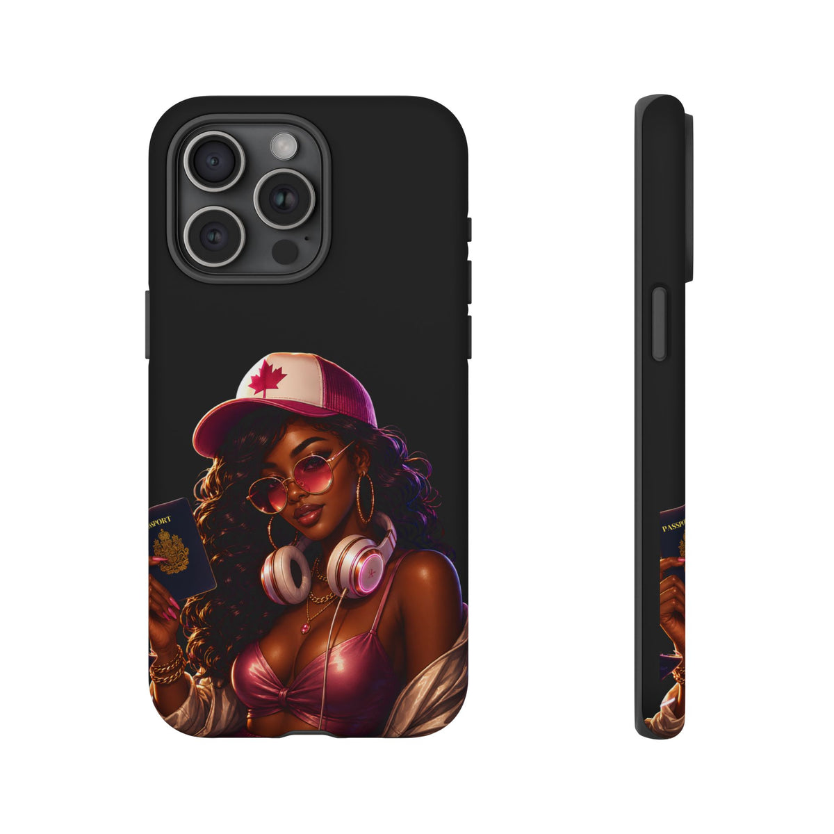 Phone Case - Cool Urban Woman with Headphones & Maple Hat