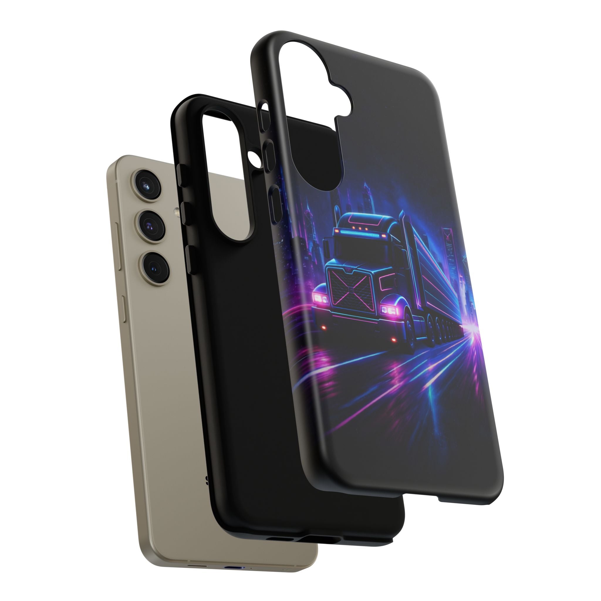 Neon Retro Rig Phone Case — Trucker Semi Truck Nightscape Protective Case