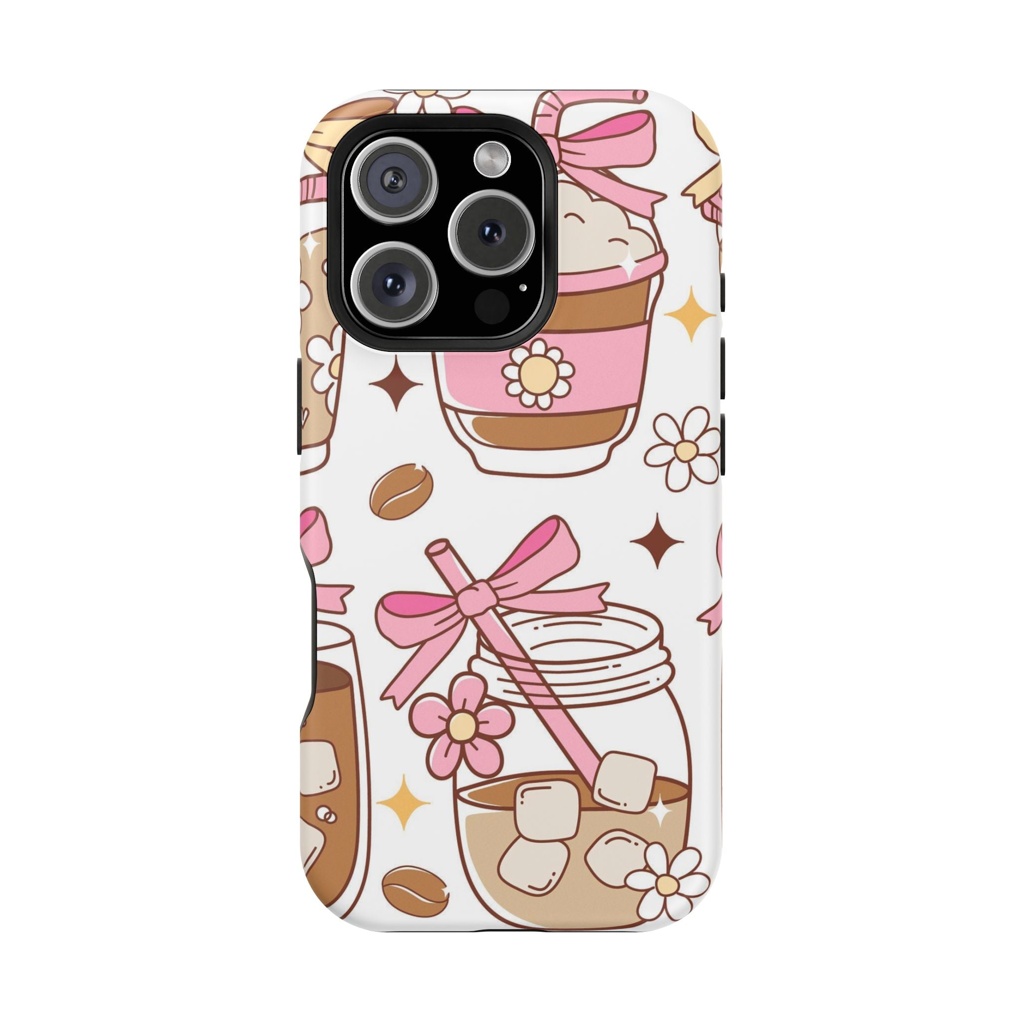 Cute Pink Coffee & Latte Pattern Impact Phone Case
