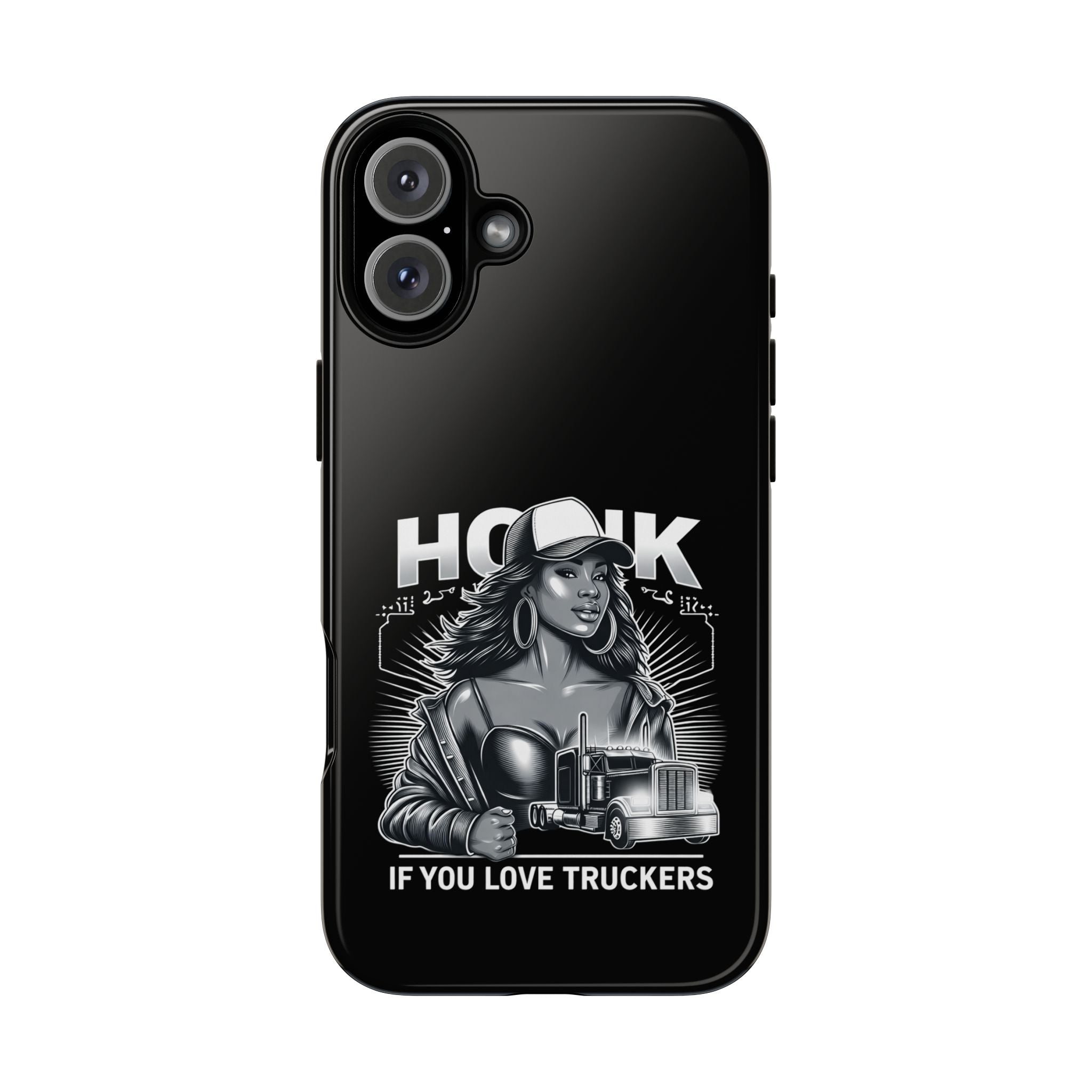 Phone Case — 'Honk' Trucker Girl Retro Semi Truck Protective Case
