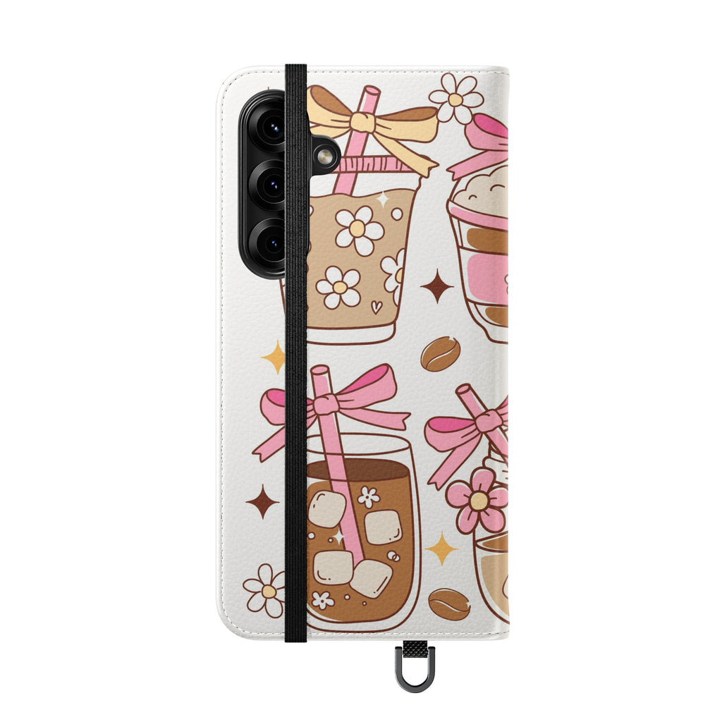 Cute Coffee & Latte Flip Phone Case – Cozy Boba & Dessert Wallet Cover