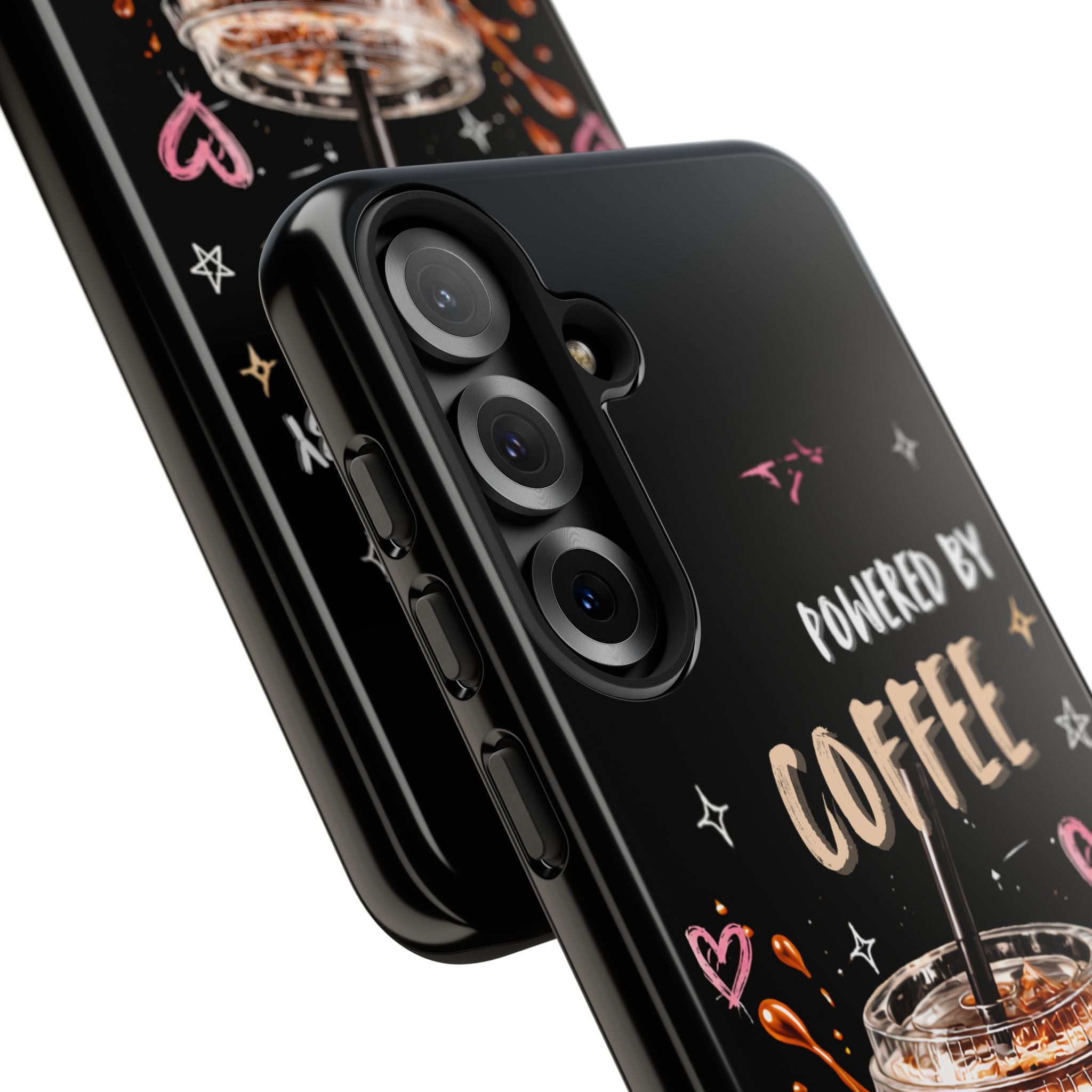 Phone Case — "Powered by Coffee & Chaos" Iced Coffee Protective Cover