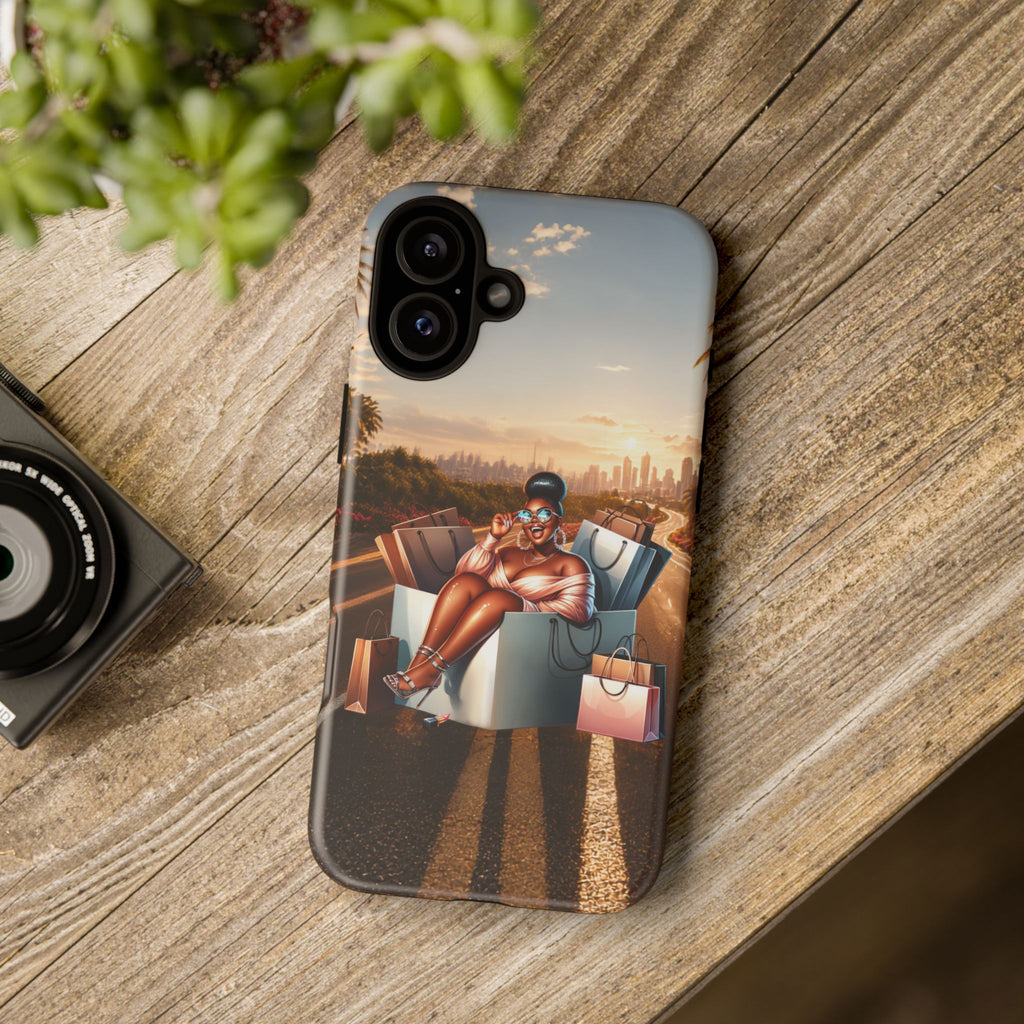 Phone Case — Chic Shopper Illustration on Cloud Background