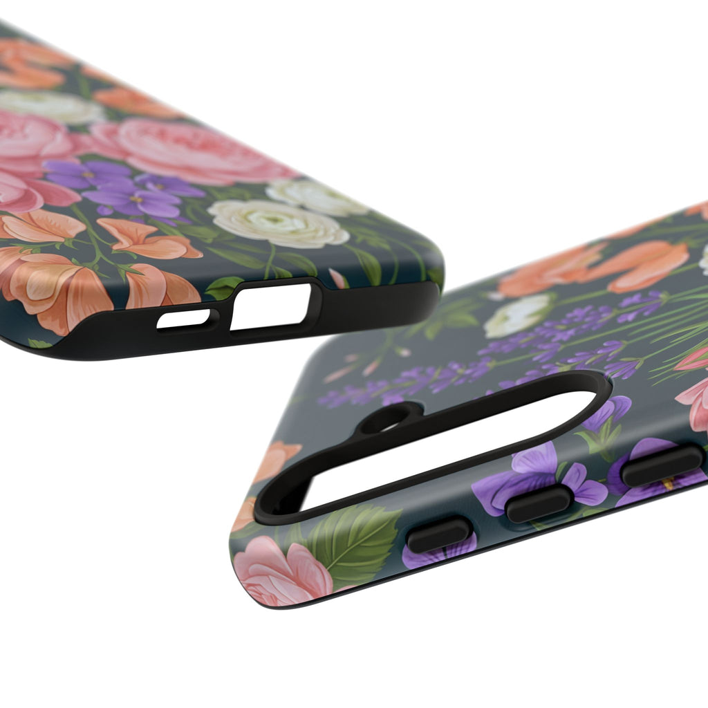 Floral Bouquet Phone Case — Vintage Roses & Lavender Protective Cover