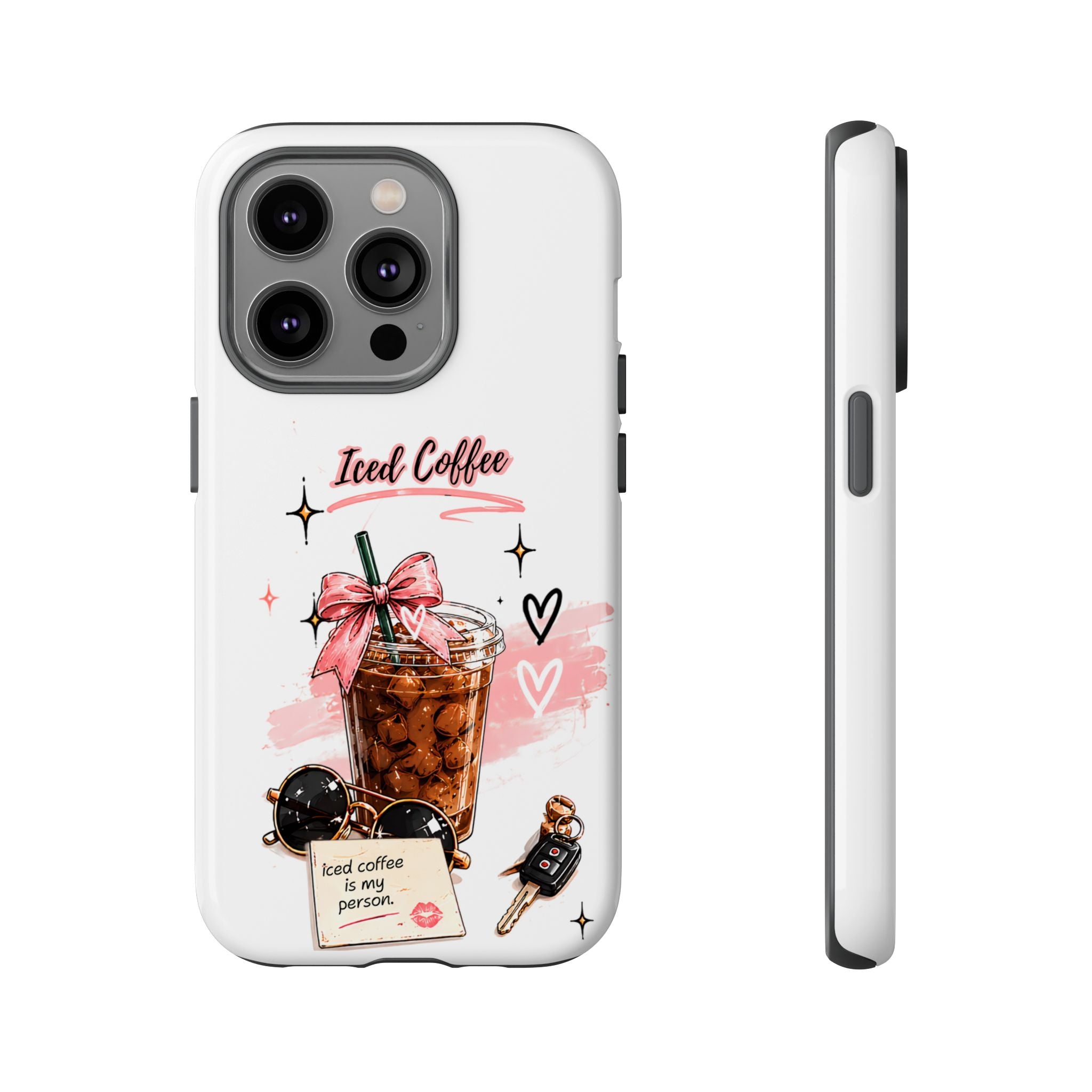 Iced Coffee Phone Case – Cute Pink Boba Design ("Iced coffee is my person")