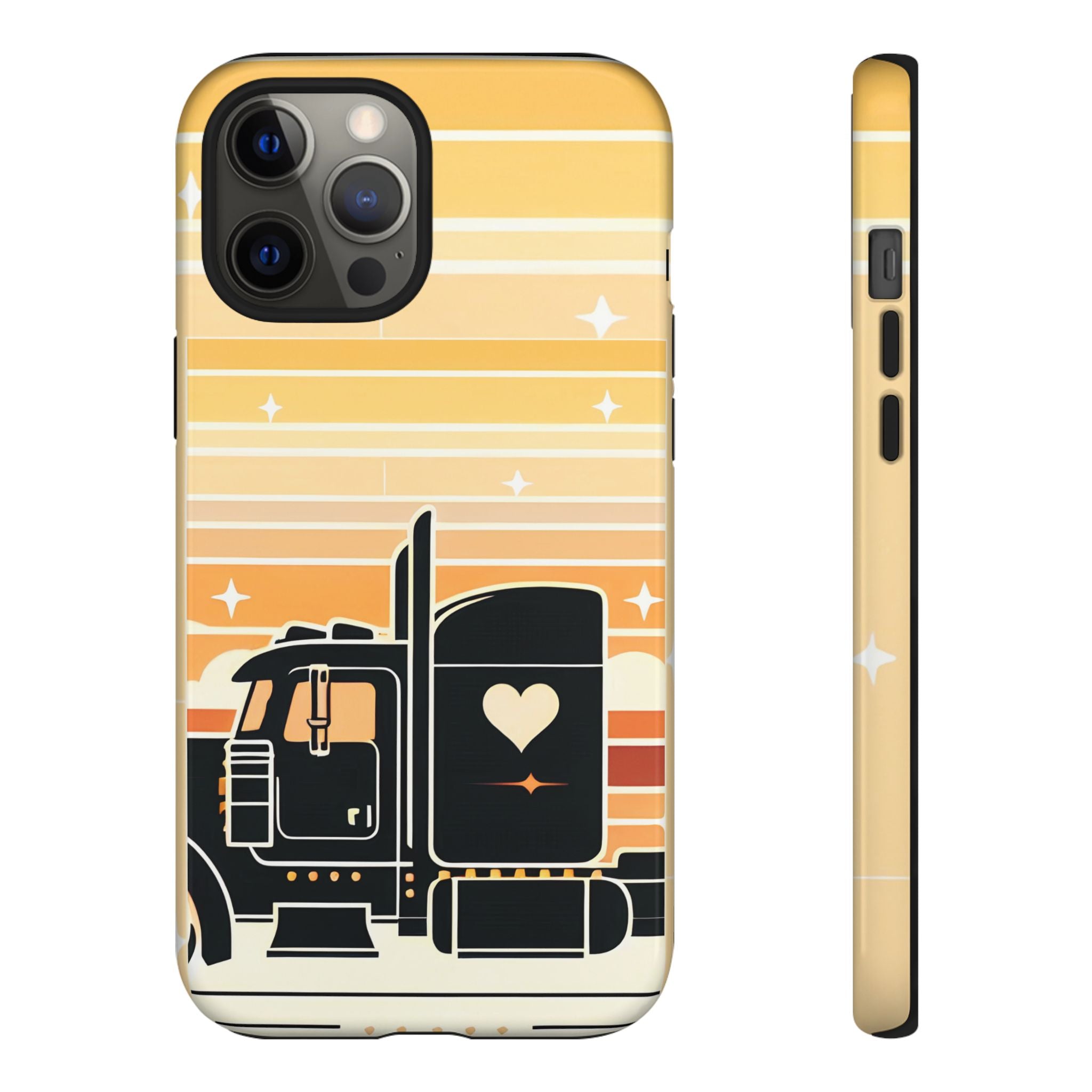 Trucker Heart Phone Case — Retro Semi Truck Protective Phone Cover