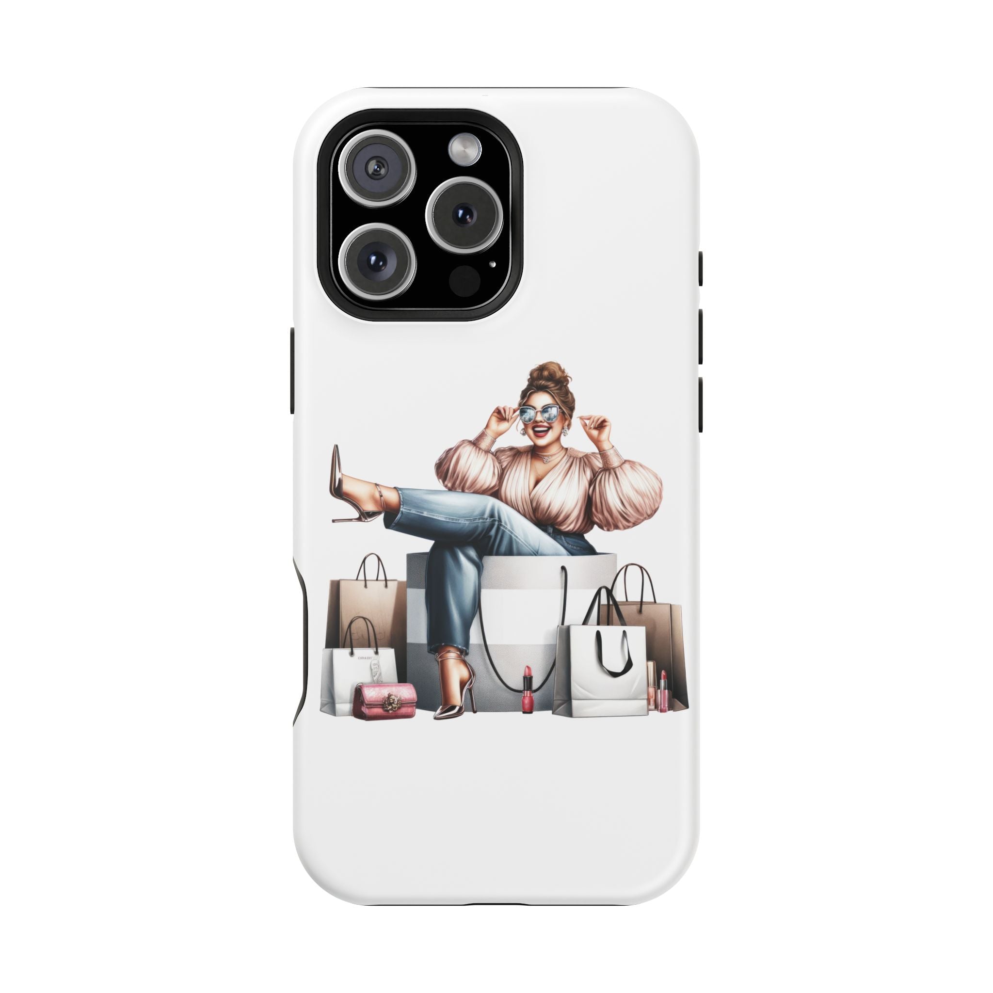 Magnetic Impact-Resistant Case — Luxury Shopper Goddess on Clouds Phone Cover