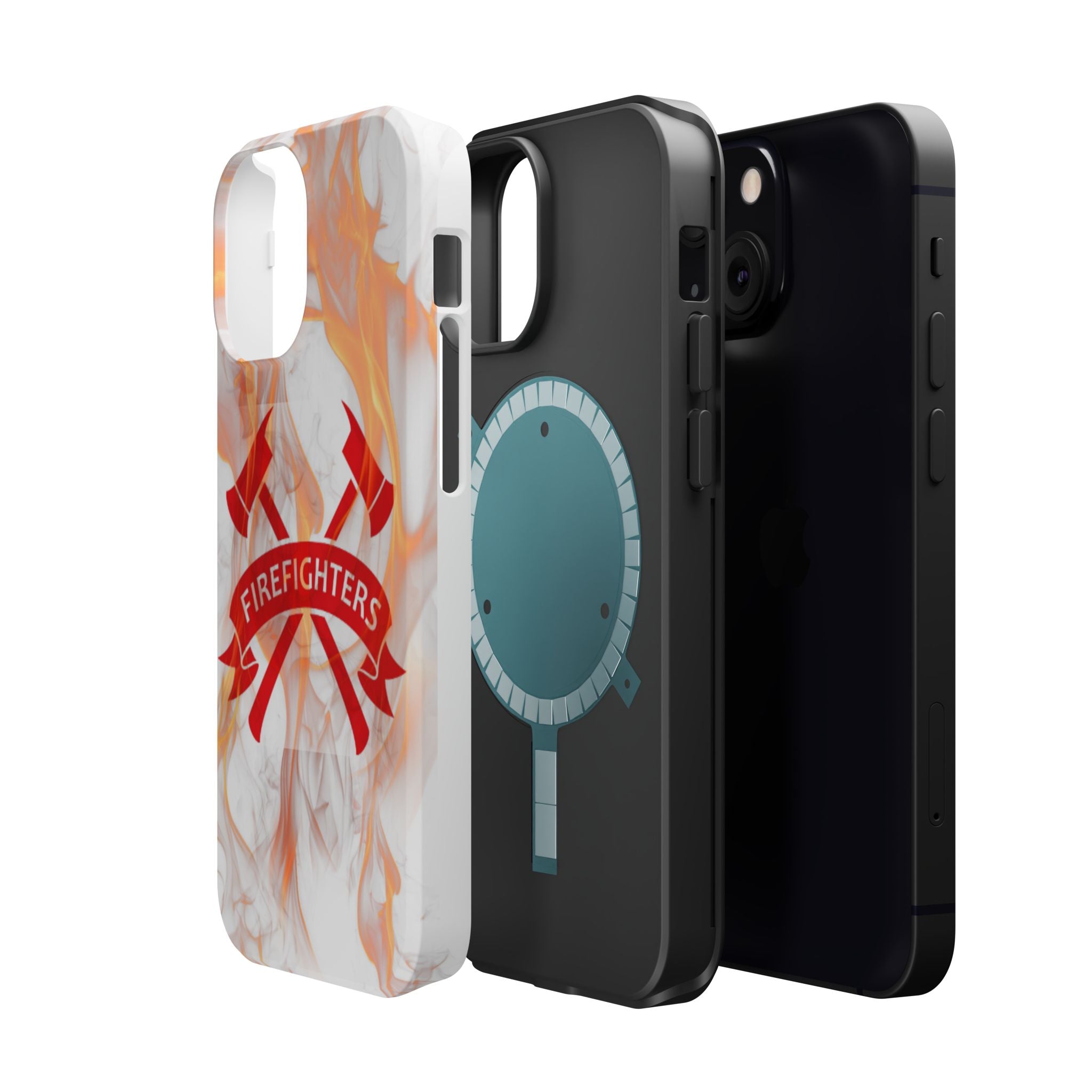 Firefighters Magnetic Impact-Resistant Phone Case — Flame Design with Maltese Cross