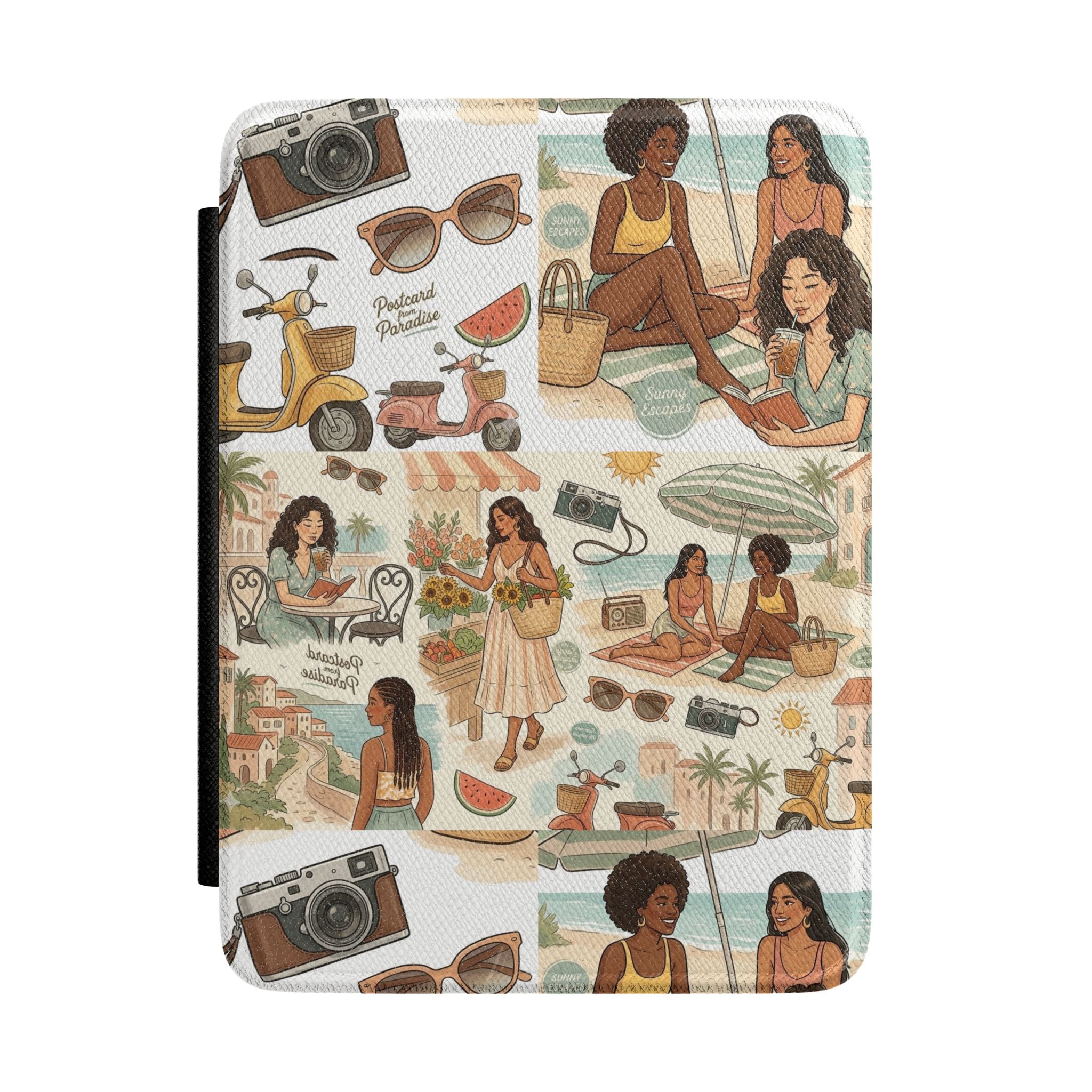 Tropical Beach Girls Kindle Case – Retro Summer Vacation E-Reader Cover