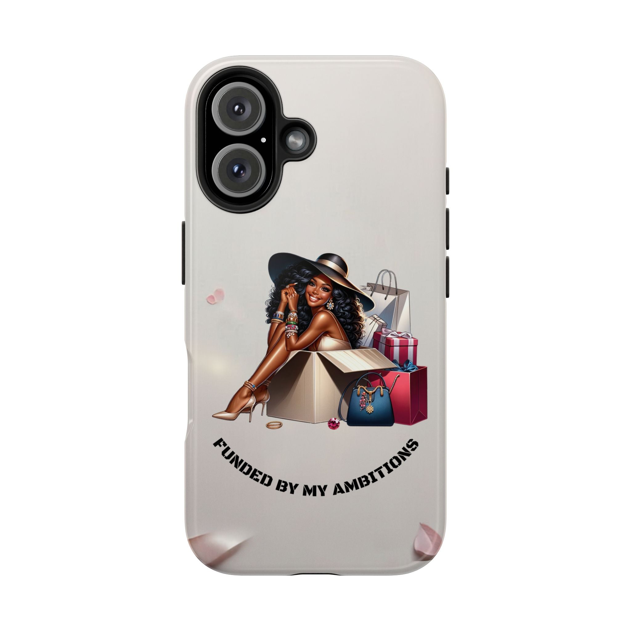 Chic Shopper Tough Phone Case — Stylish Black Woman with Shopping Bags