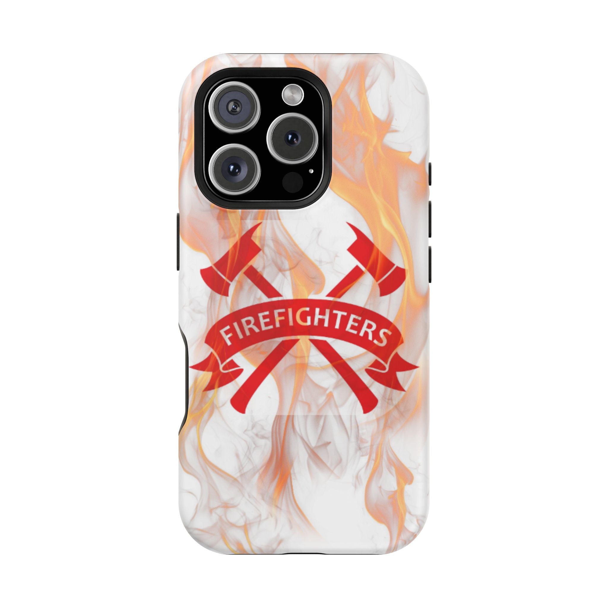 Firefighters Magnetic Impact-Resistant Phone Case — Flame Design with Maltese Cross