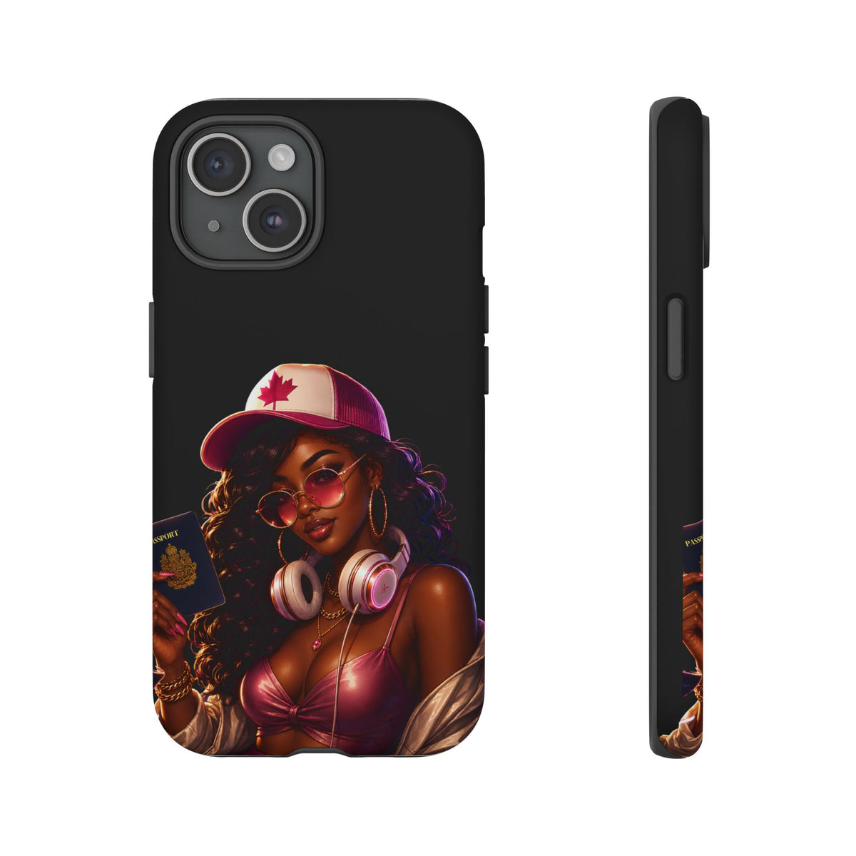 Phone Case - Cool Urban Woman with Headphones & Maple Hat