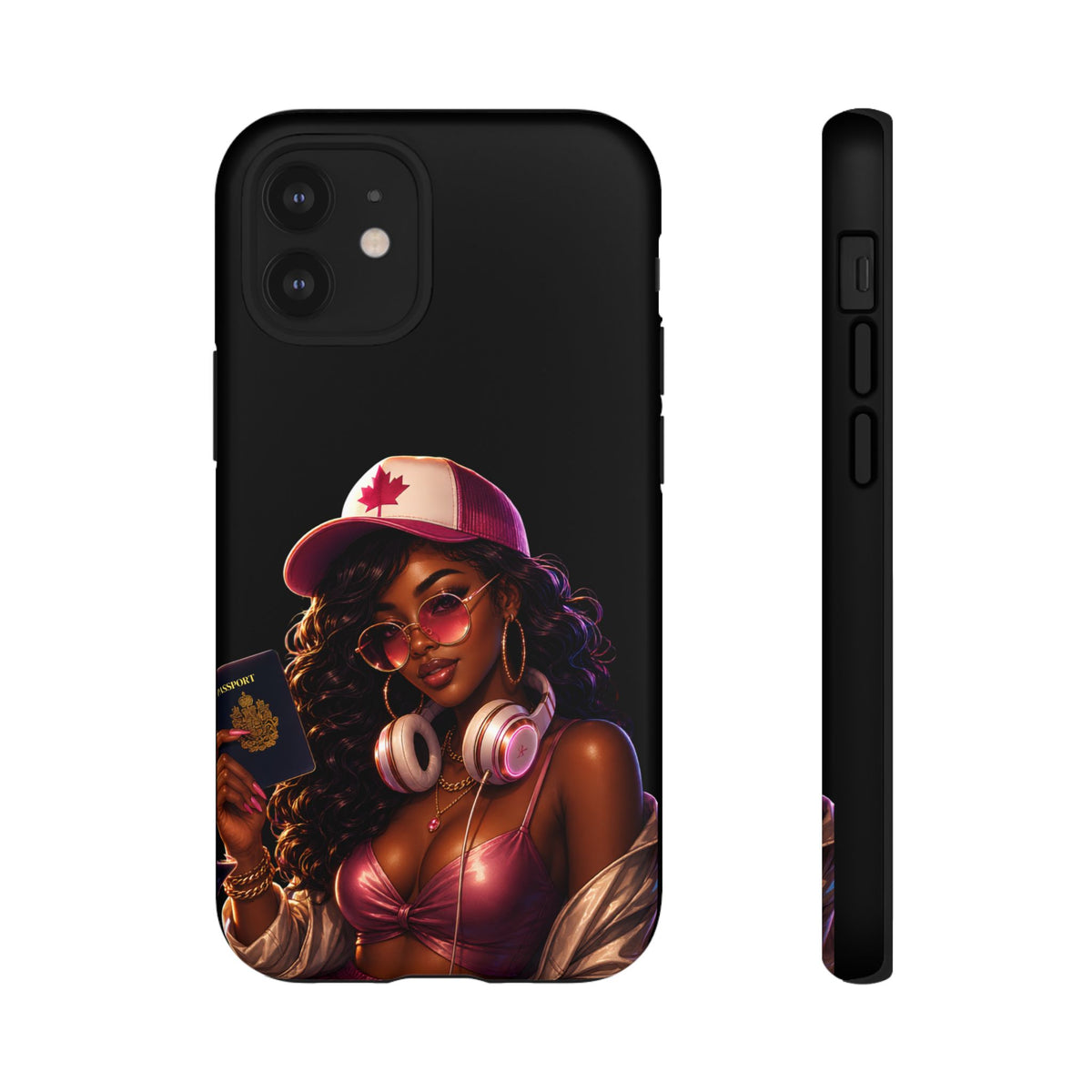 Phone Case - Cool Urban Woman with Headphones & Maple Hat