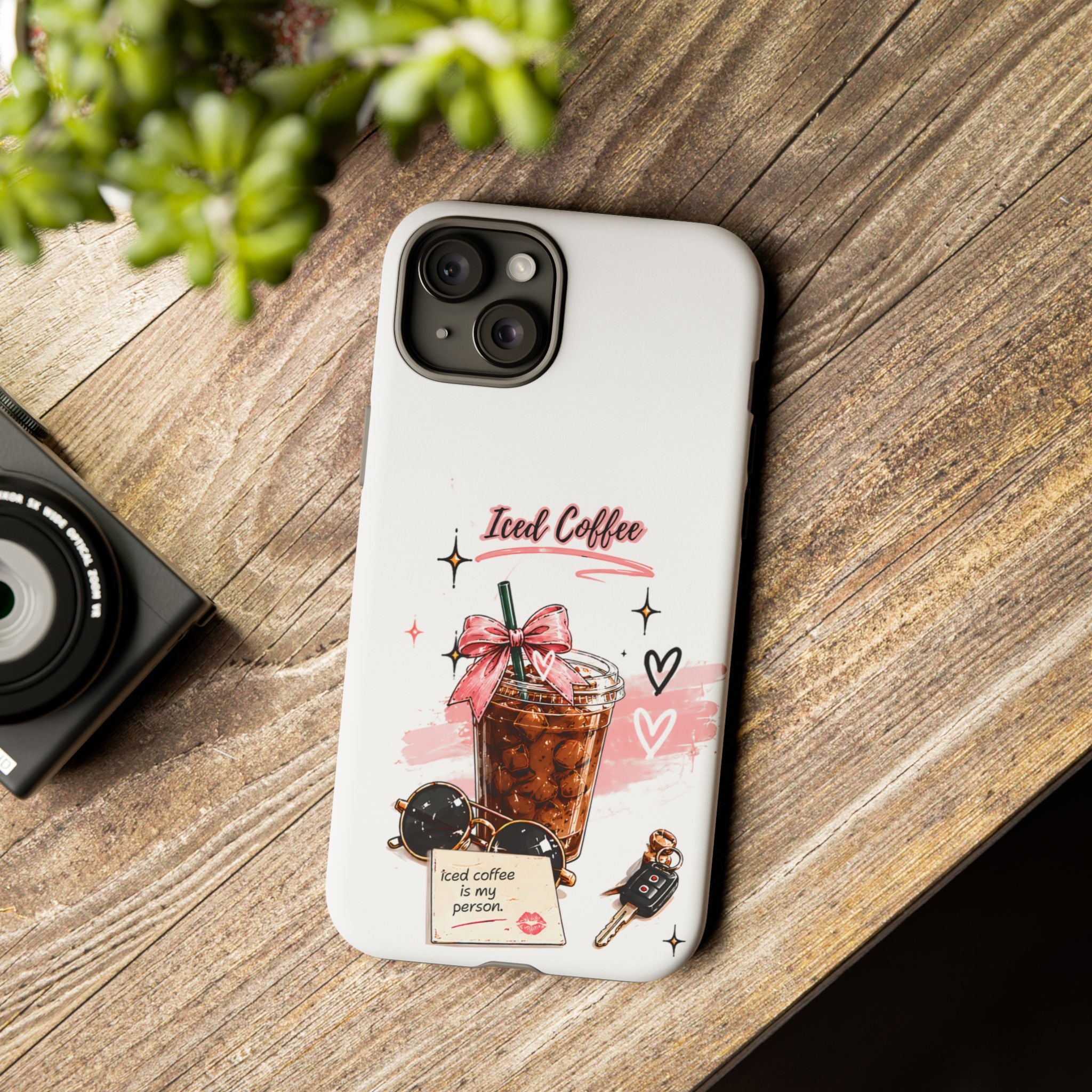 Iced Coffee Phone Case – Cute Pink Boba Design ("Iced coffee is my person")