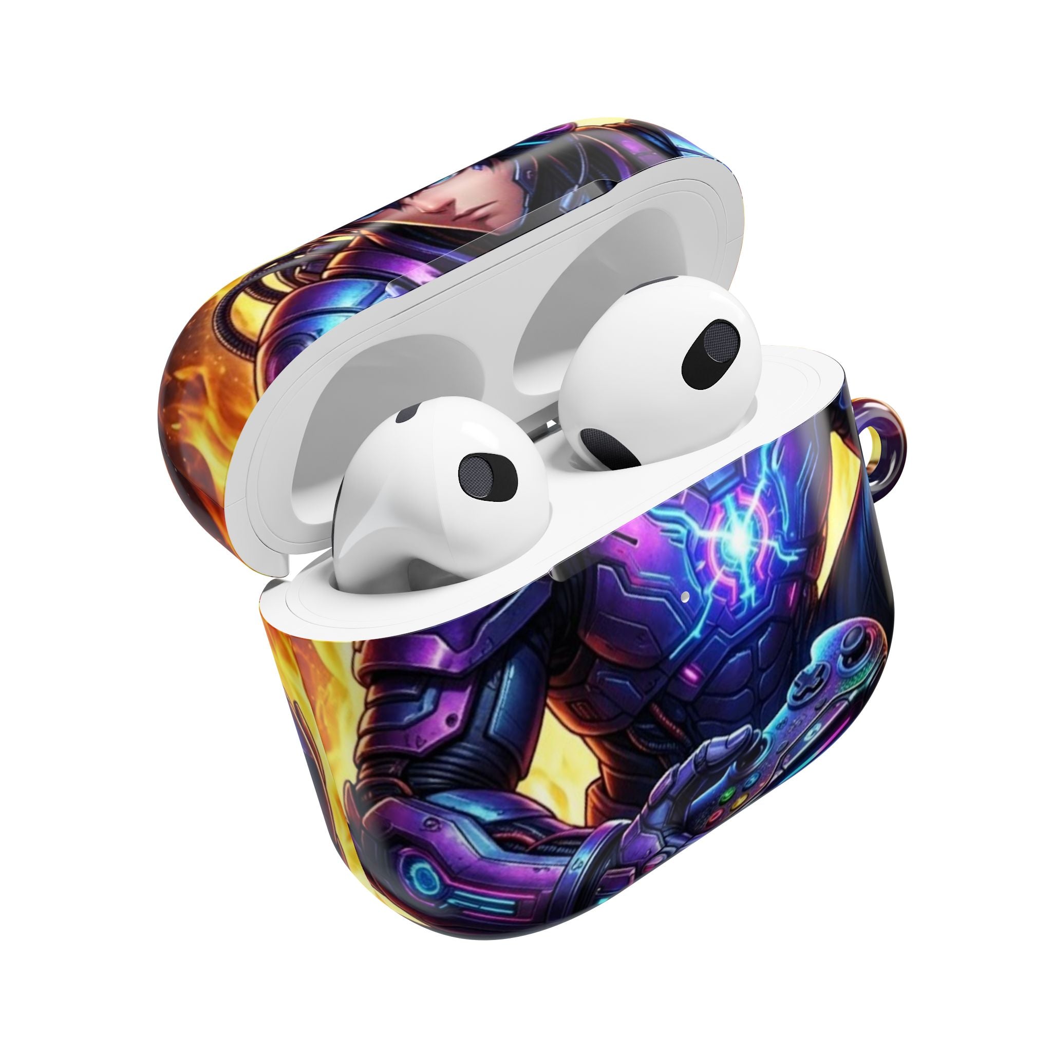Gamer Anime AirPod Case — Neon Cyber Warrior Design