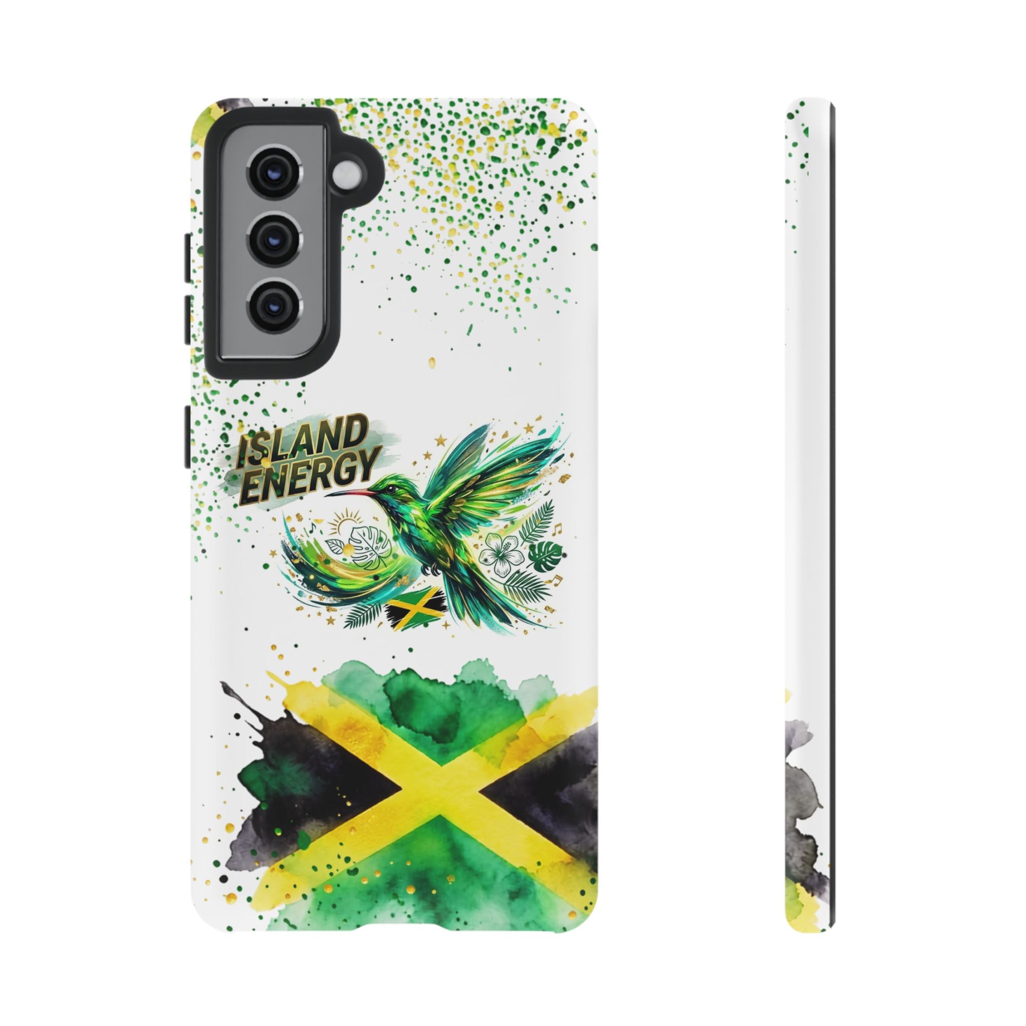 Island Energy Tough Phone Case — Colorful Hummingbird & Tropical Sunset Protective Cover
