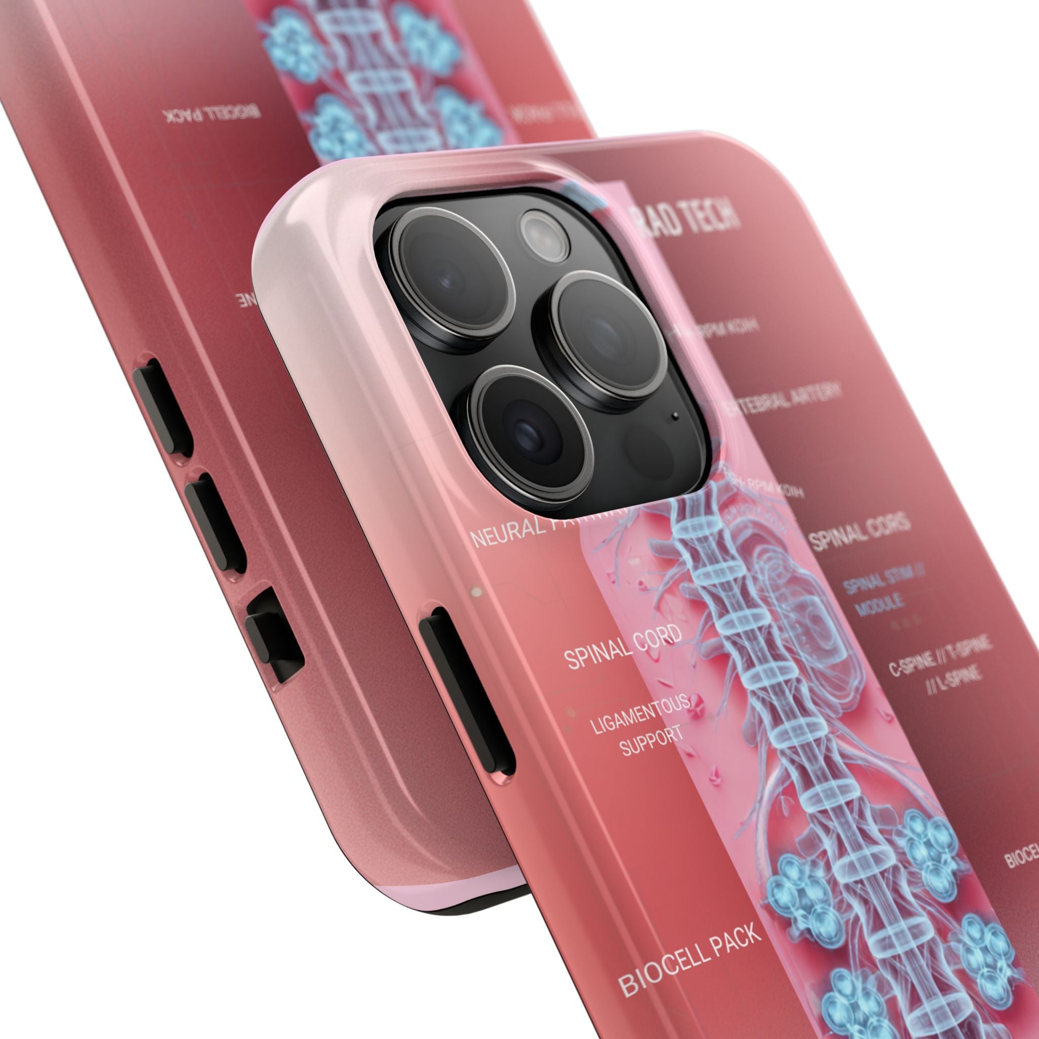 Anatomical Spine Tough Phone Case — Medical X-Ray Design, ‘Spinal Cord’ Labelled