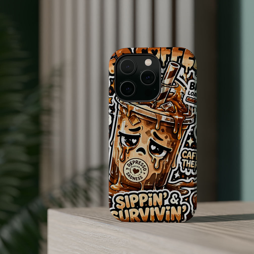 Iced Coffee Phone Case — “Sippin' & Survivin'” Magnetic Impact-Resistant Case