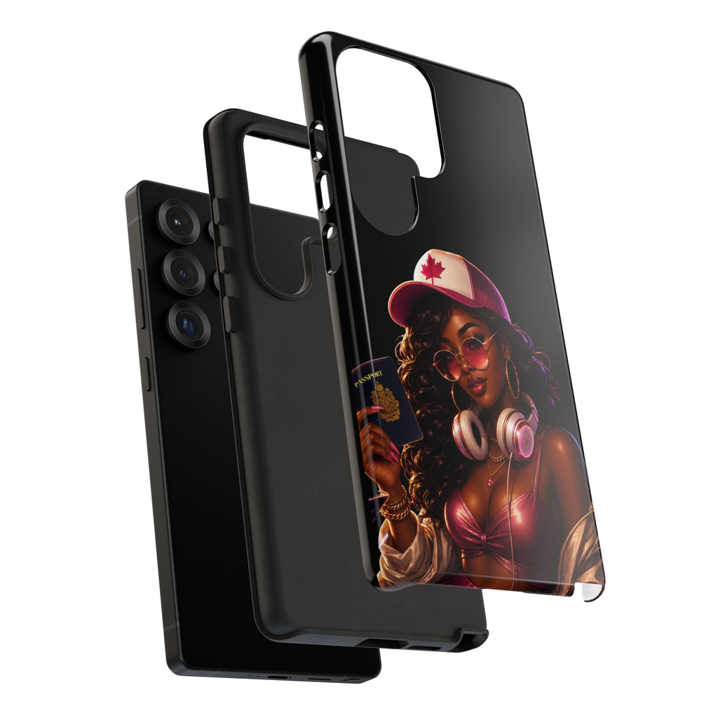 Phone Case - Cool Urban Woman with Headphones & Maple Hat