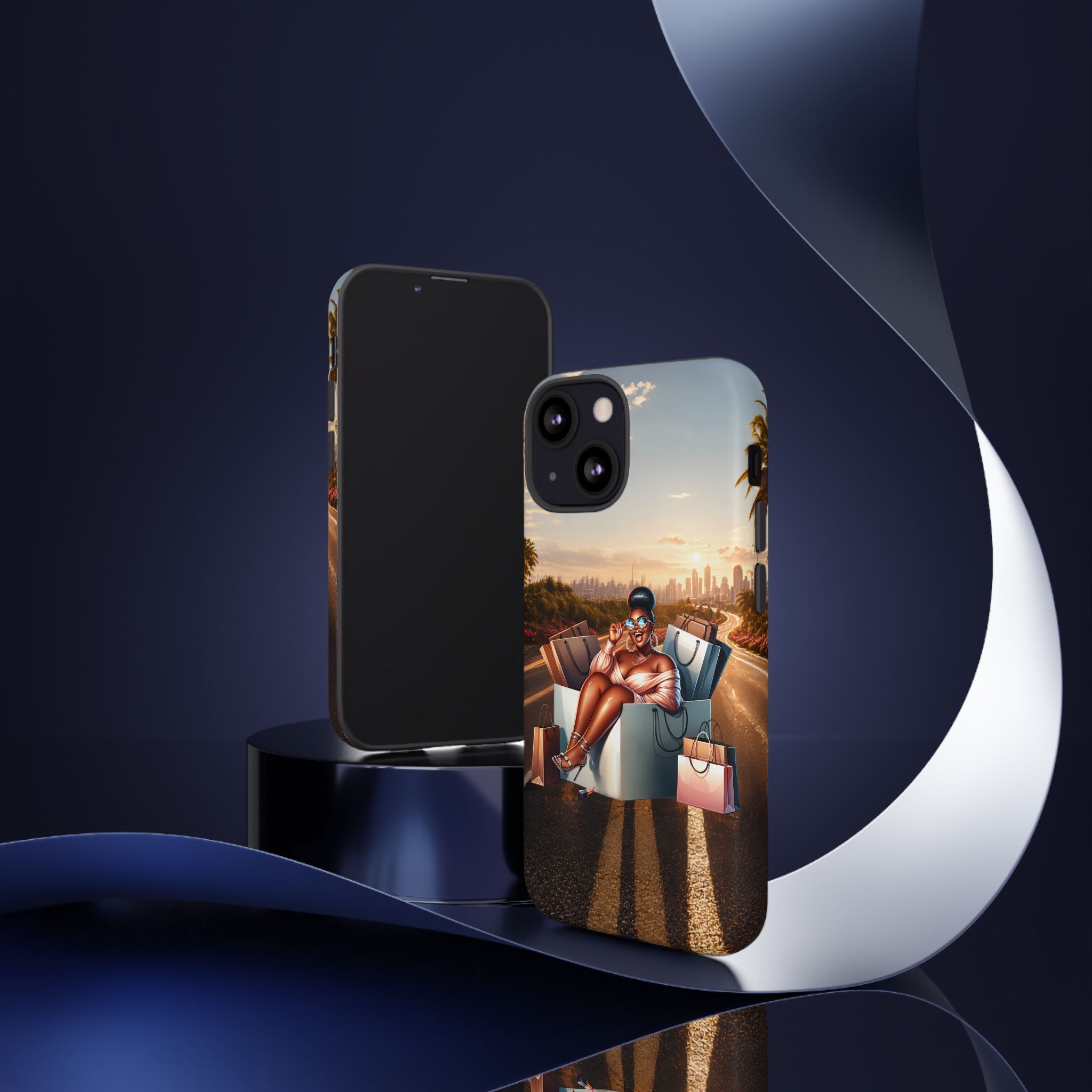 Phone Case — Chic Shopper Illustration on Cloud Background