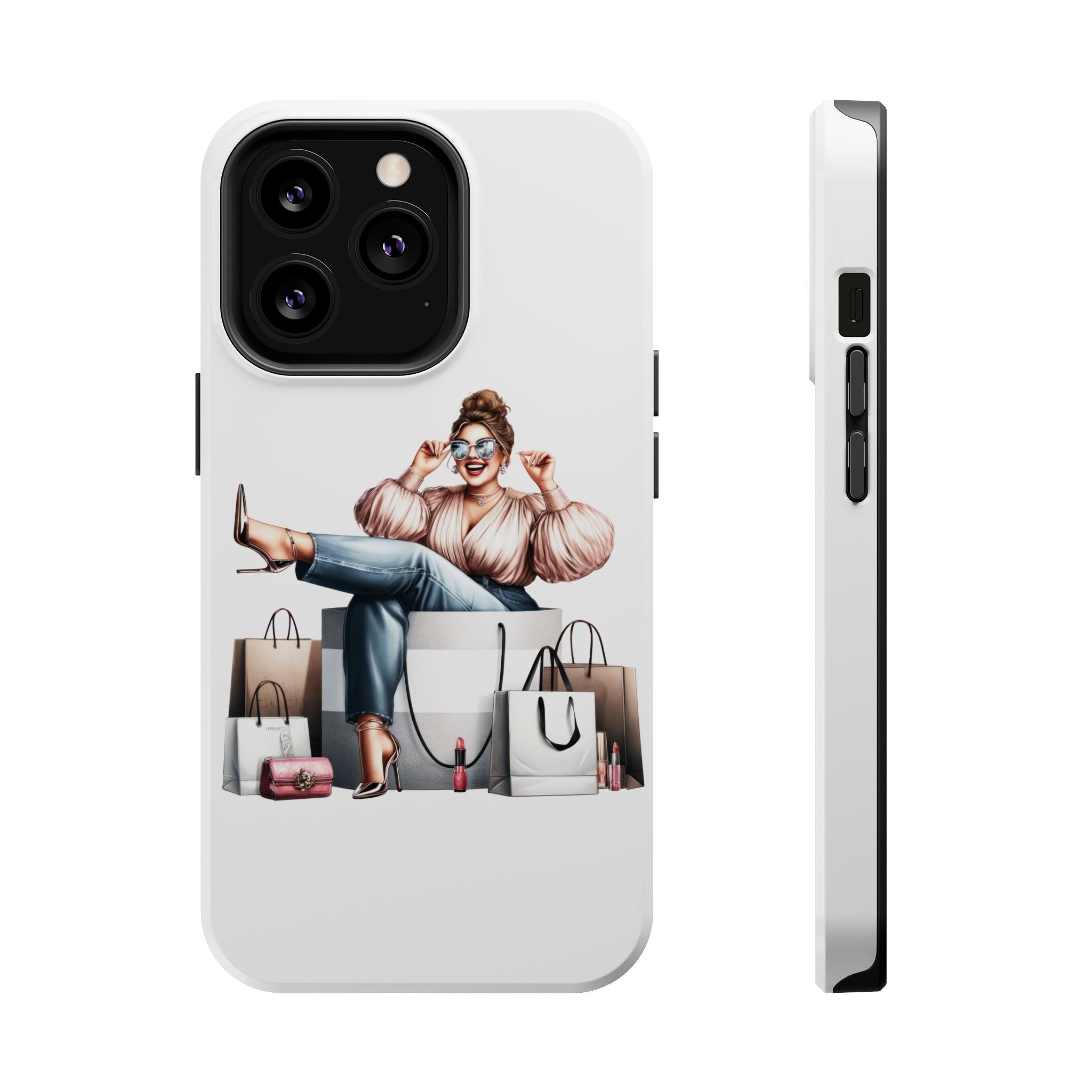 Magnetic Impact-Resistant Case — Luxury Shopper Goddess on Clouds Phone Cover