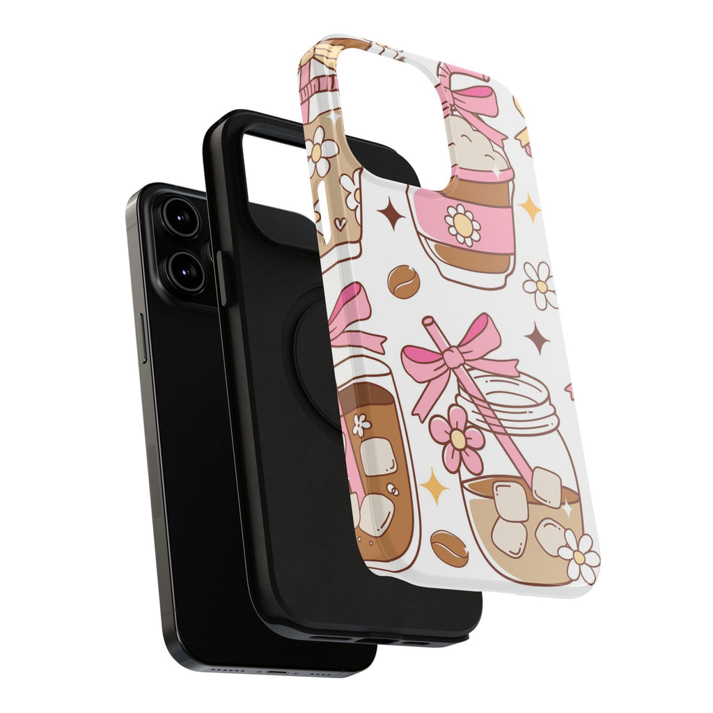 Cute Pink Coffee & Latte Pattern Impact Phone Case