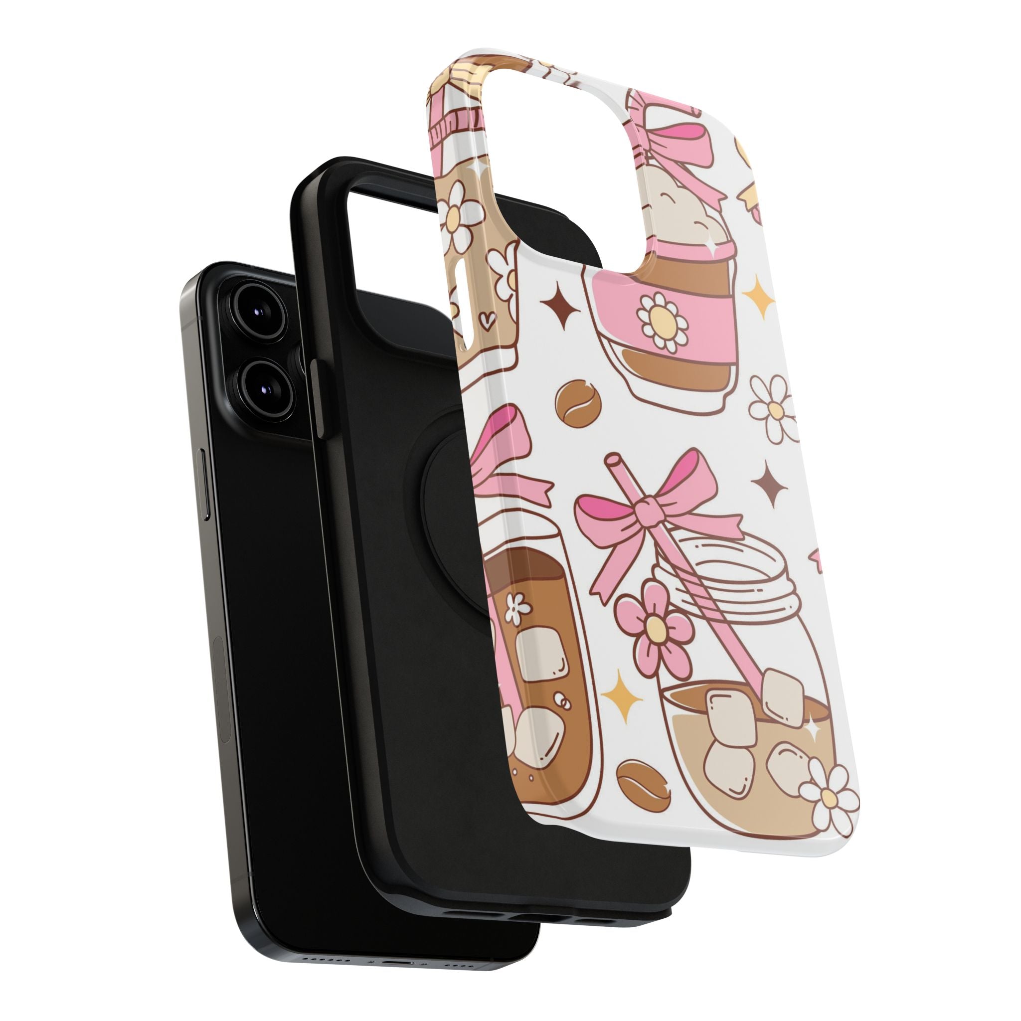 Cute Pink Coffee & Latte Pattern Impact Phone Case