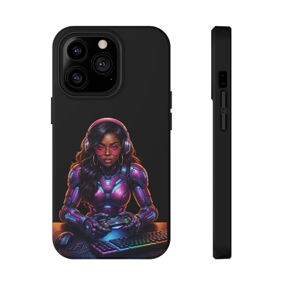 Gamer Girl Cyber Armor Phone Case — Impact‑Resistant Protective Cover