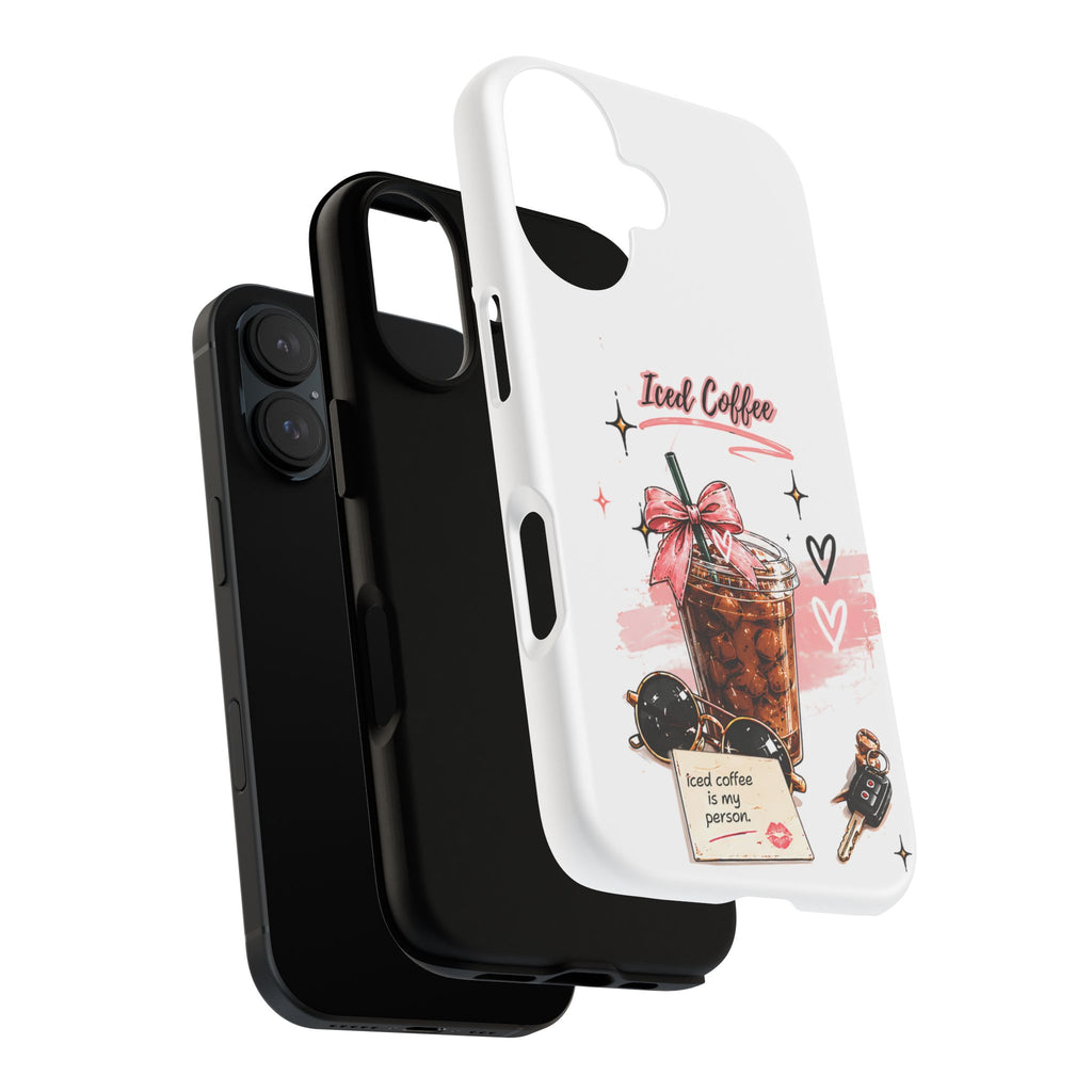 Iced Coffee Phone Case – Cute Pink Boba Design ("Iced coffee is my person")